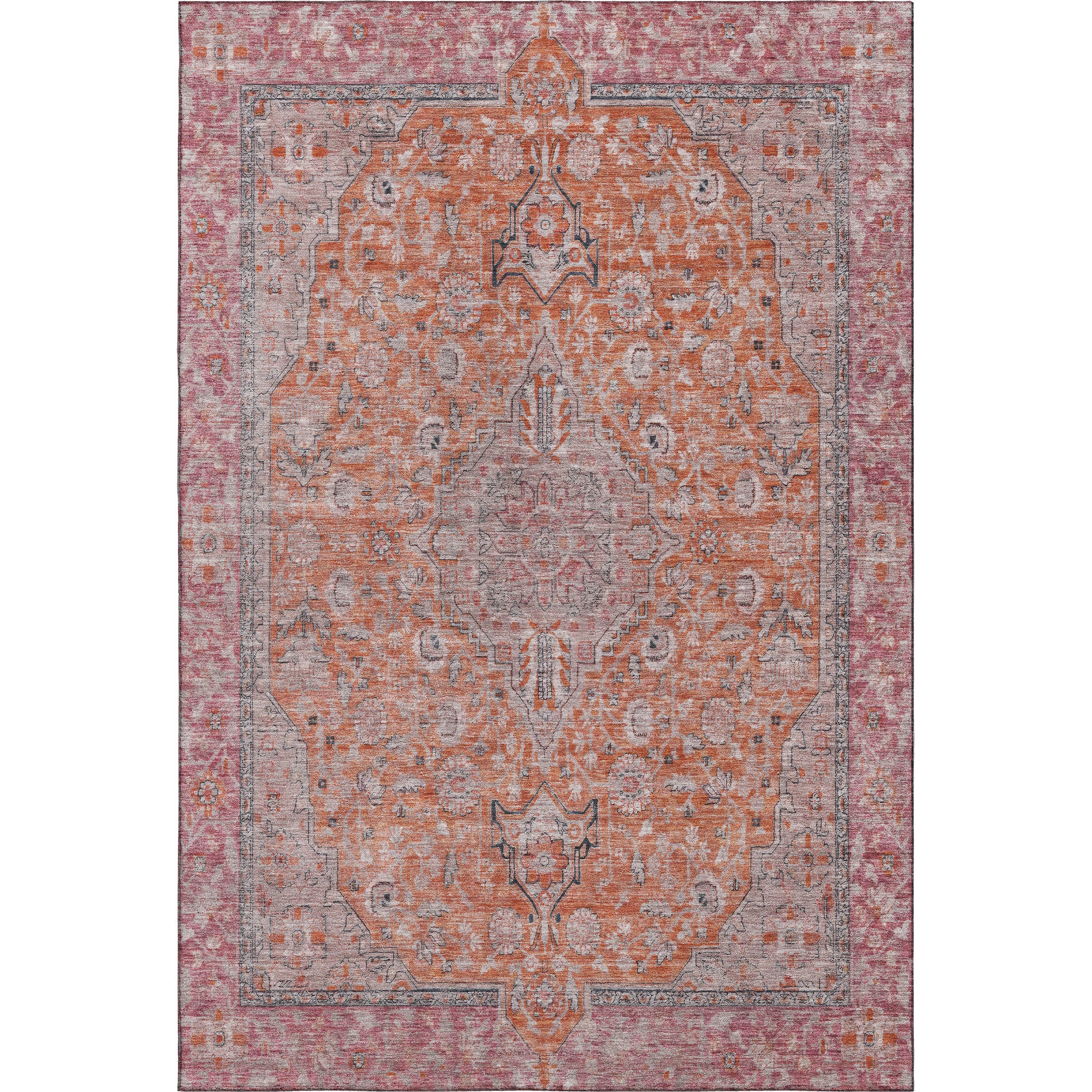 Vienna Machine Washable Traditional Orange Rug 2'6" x 3'10" #shape_Rectangle