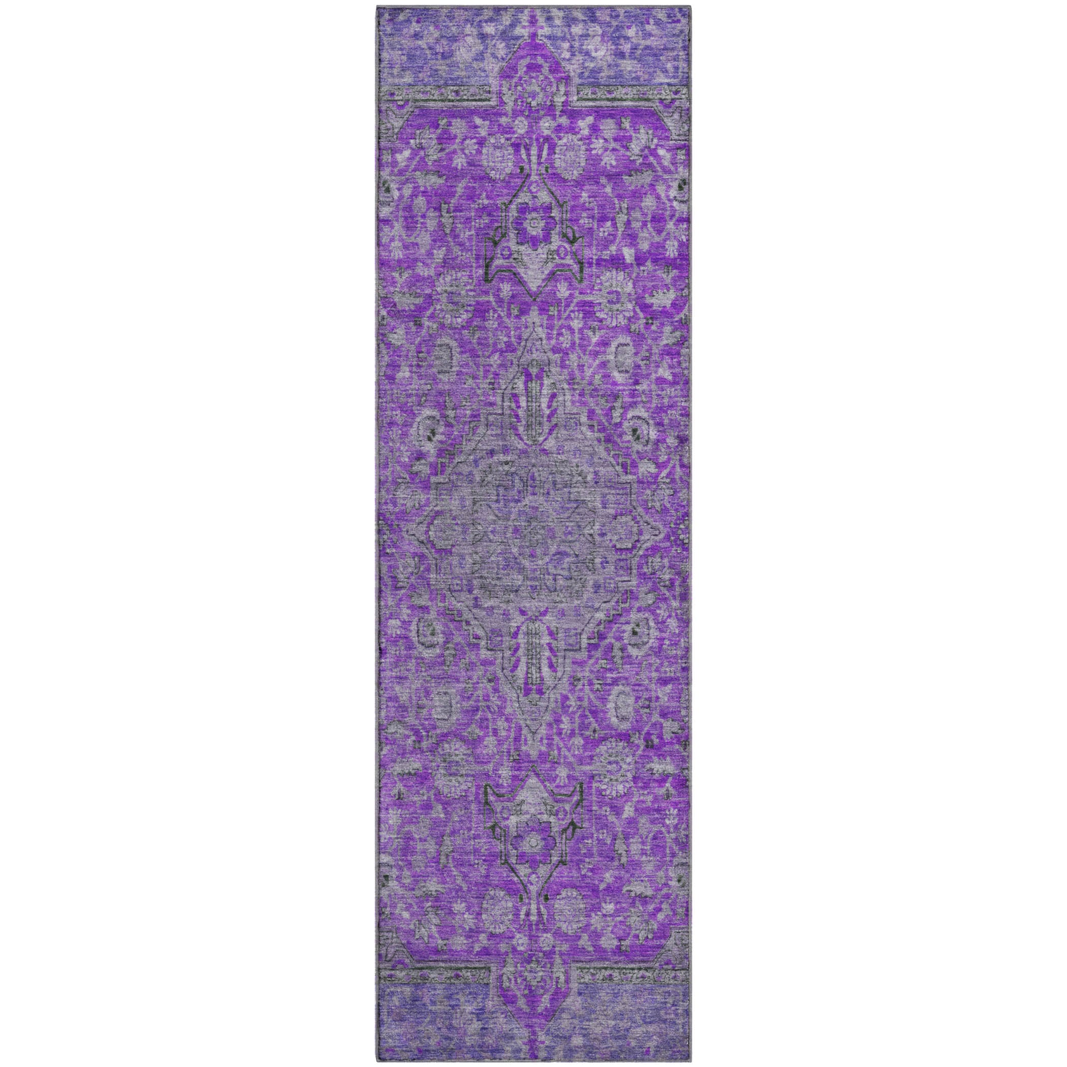 Vienna Machine Washable Traditional Purple Rug 2'3" x 7'6" #shape_Runner