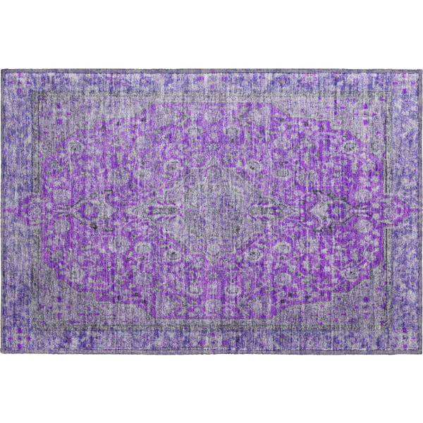 Vienna Machine Washable Traditional Purple Rug 1'8" x 2'6"