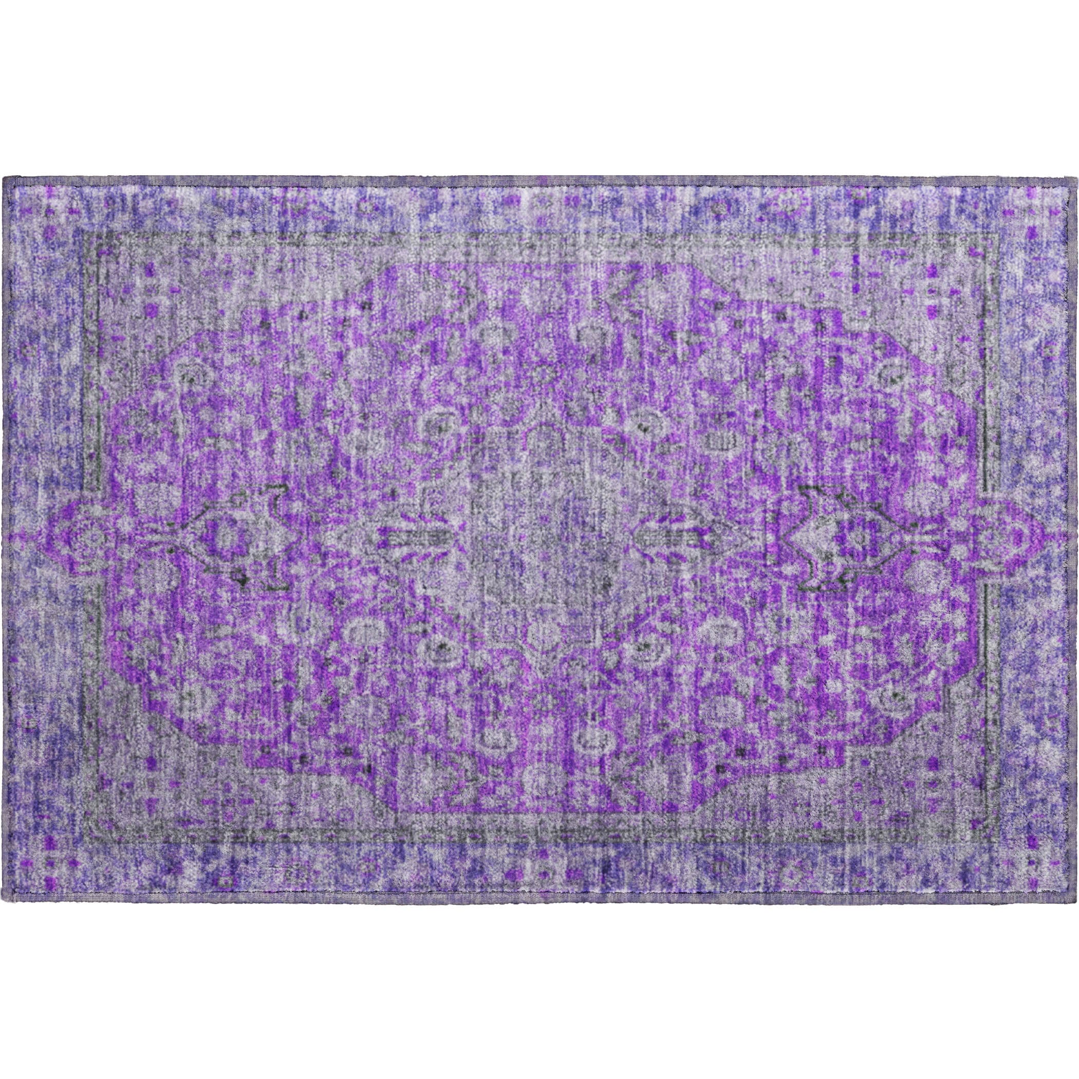 Vienna Machine Washable Traditional Purple Rug 1'8" x 2'6" #shape_Rectangle