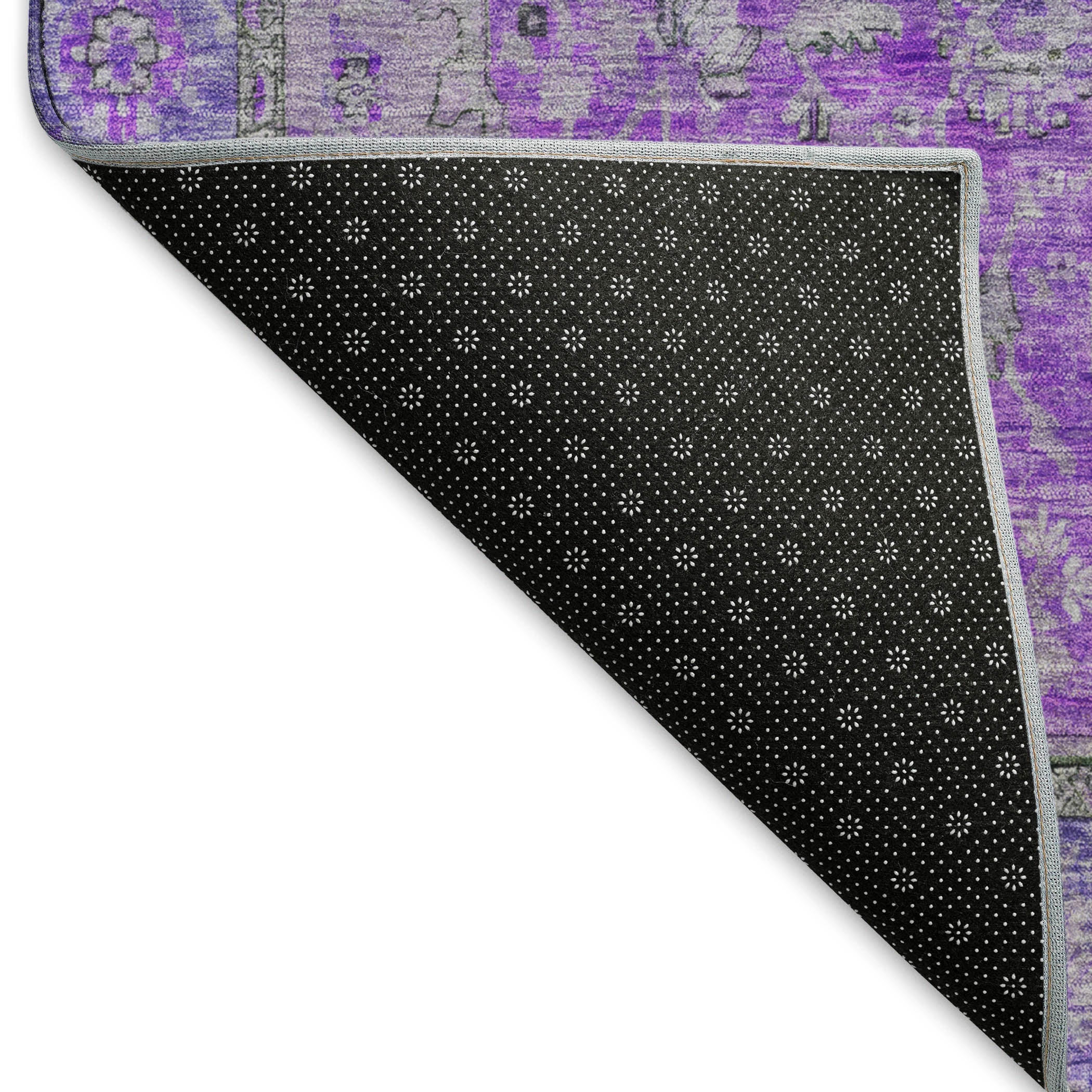 Vienna Machine Washable Traditional Purple Rug 1'8" x 2'6" #shape_Rectangle