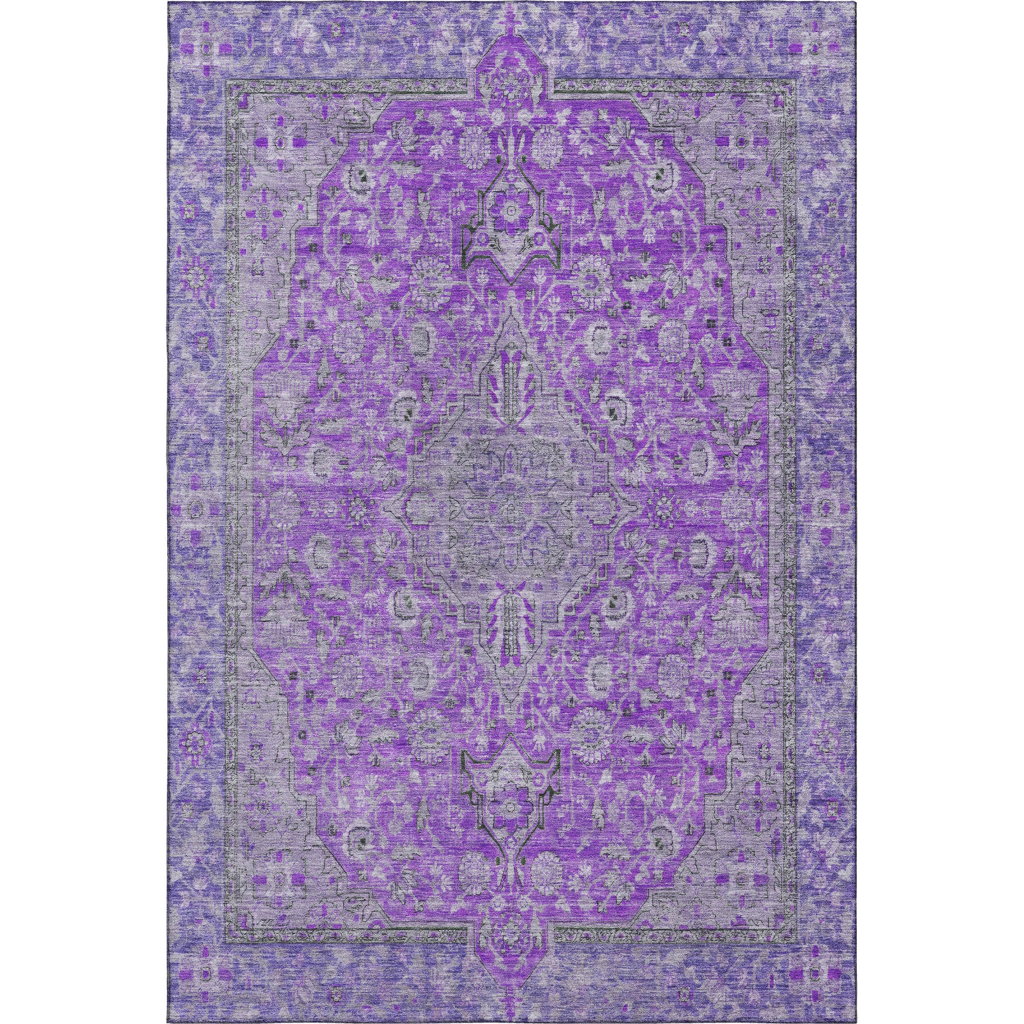 Vienna Machine Washable Traditional Purple Rug 2'6" x 3'10" #shape_Rectangle