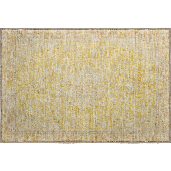 Vienna Machine Washable Traditional Wheat Gold Rug 1'8" x 2'6"