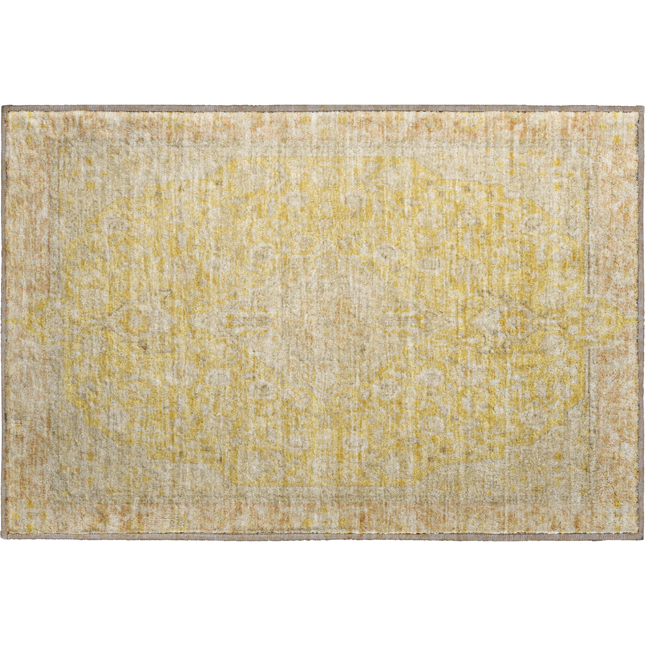 Vienna Machine Washable Traditional Wheat Gold Rug 1'8" x 2'6" #shape_Rectangle
