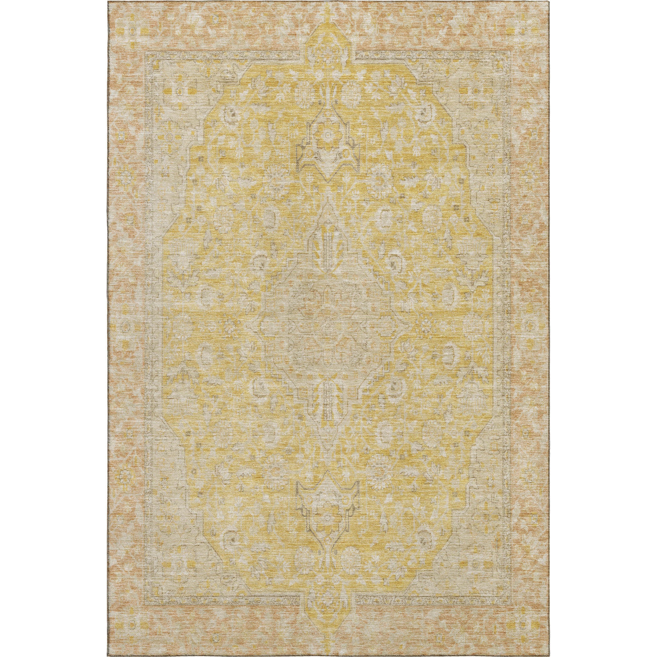 Vienna Machine Washable Traditional Wheat Gold Rug 2'6" x 3'10" #shape_Rectangle