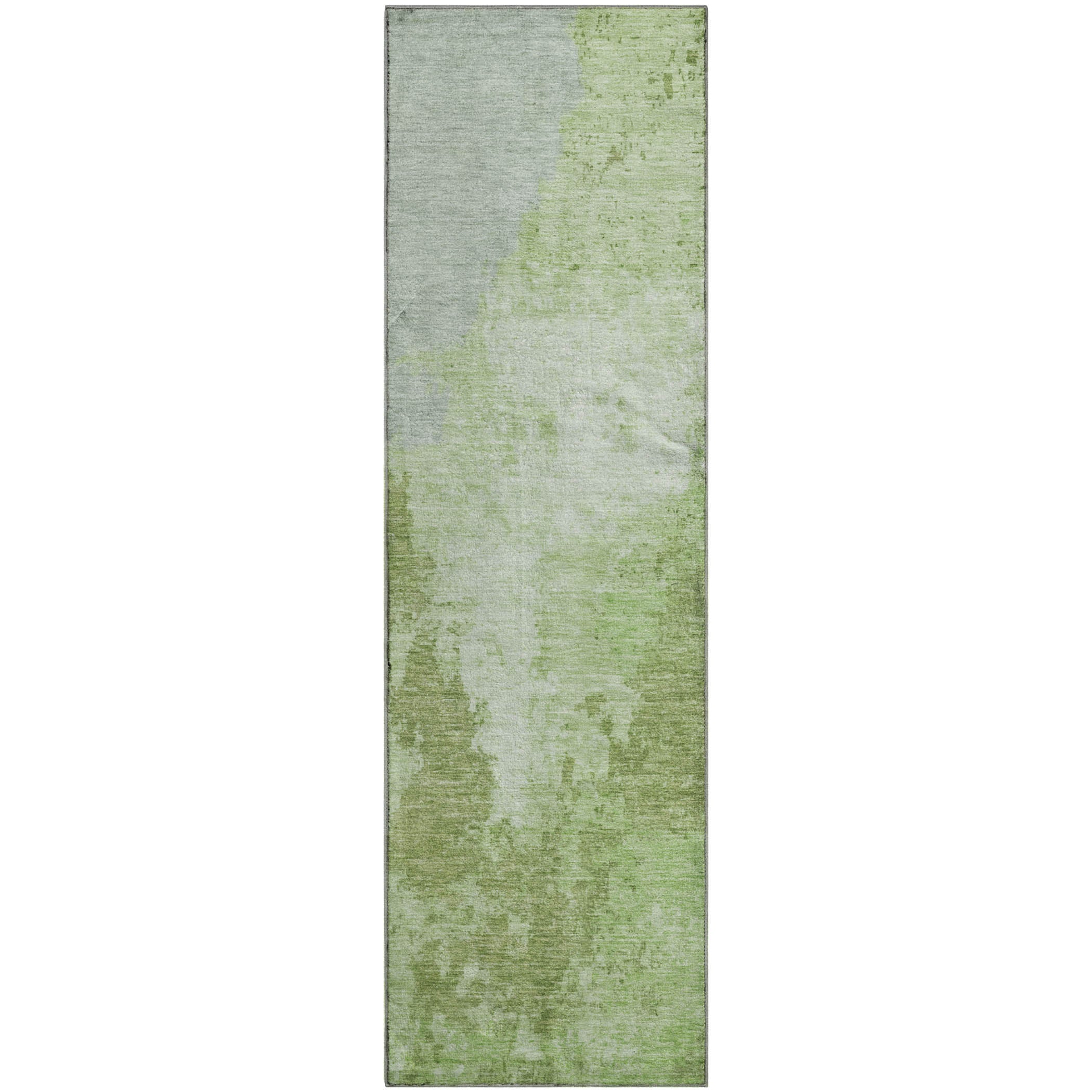 Montevideo Machine Washable Transitional Aloe Green Rug 2'3" x 7'6" #shape_Runner