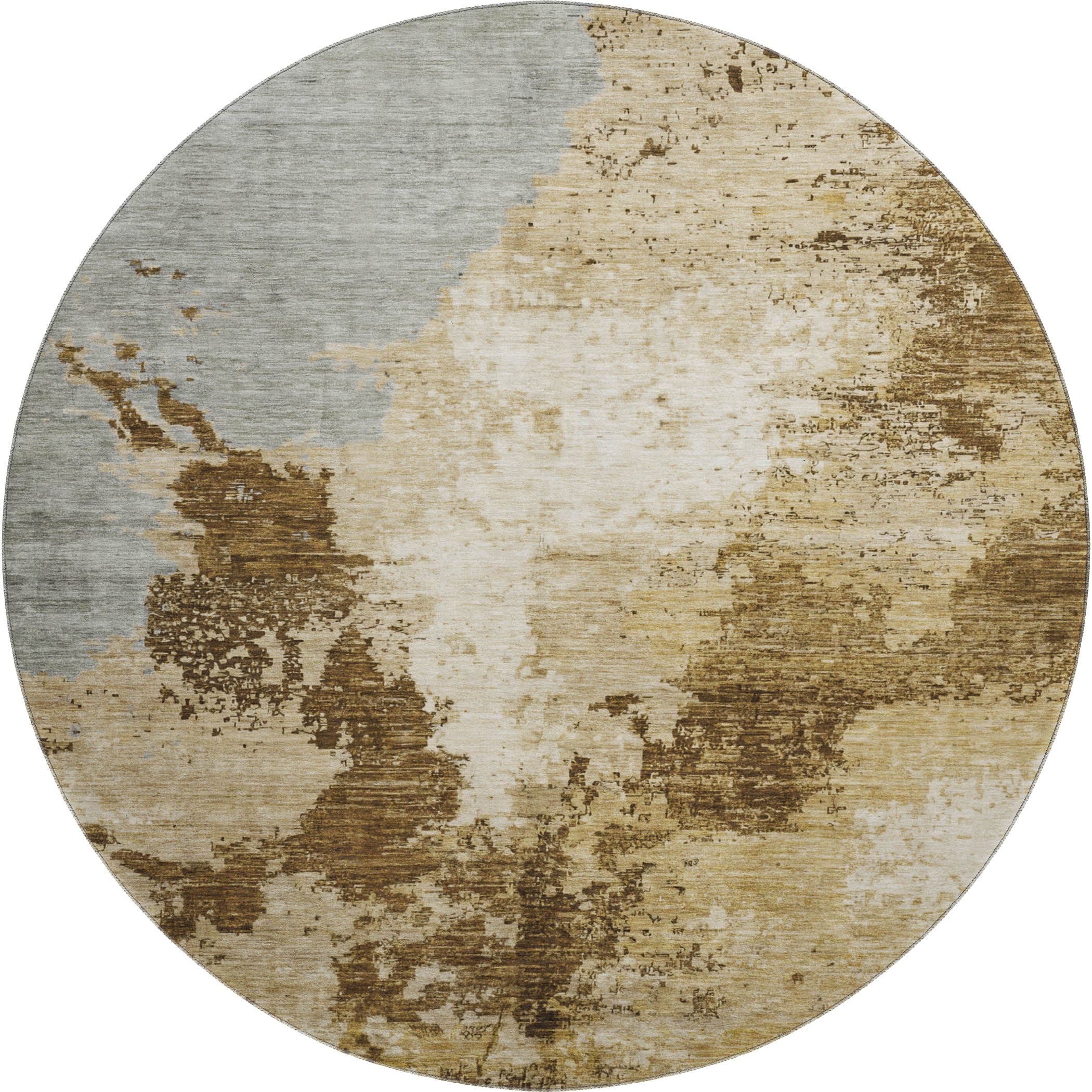 Montevideo Machine Washable Transitional Brown Rug 8' x 8' #shape_Round