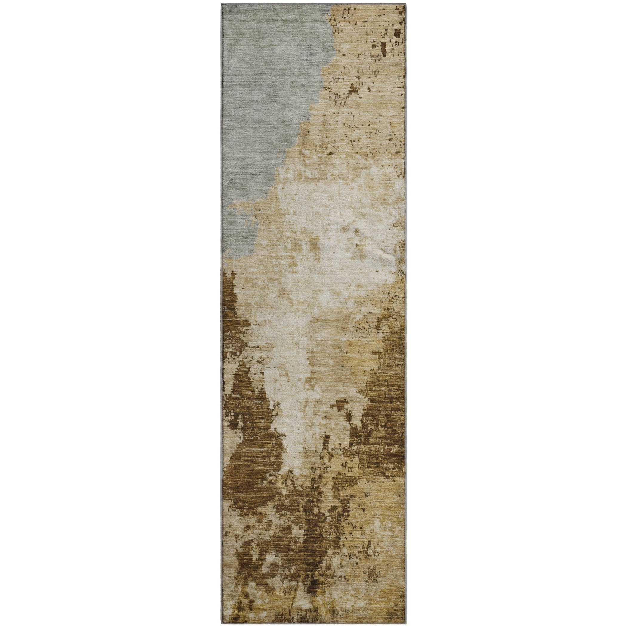 Montevideo Machine Washable Transitional Brown Rug 2'3" x 7'6" #shape_Runner