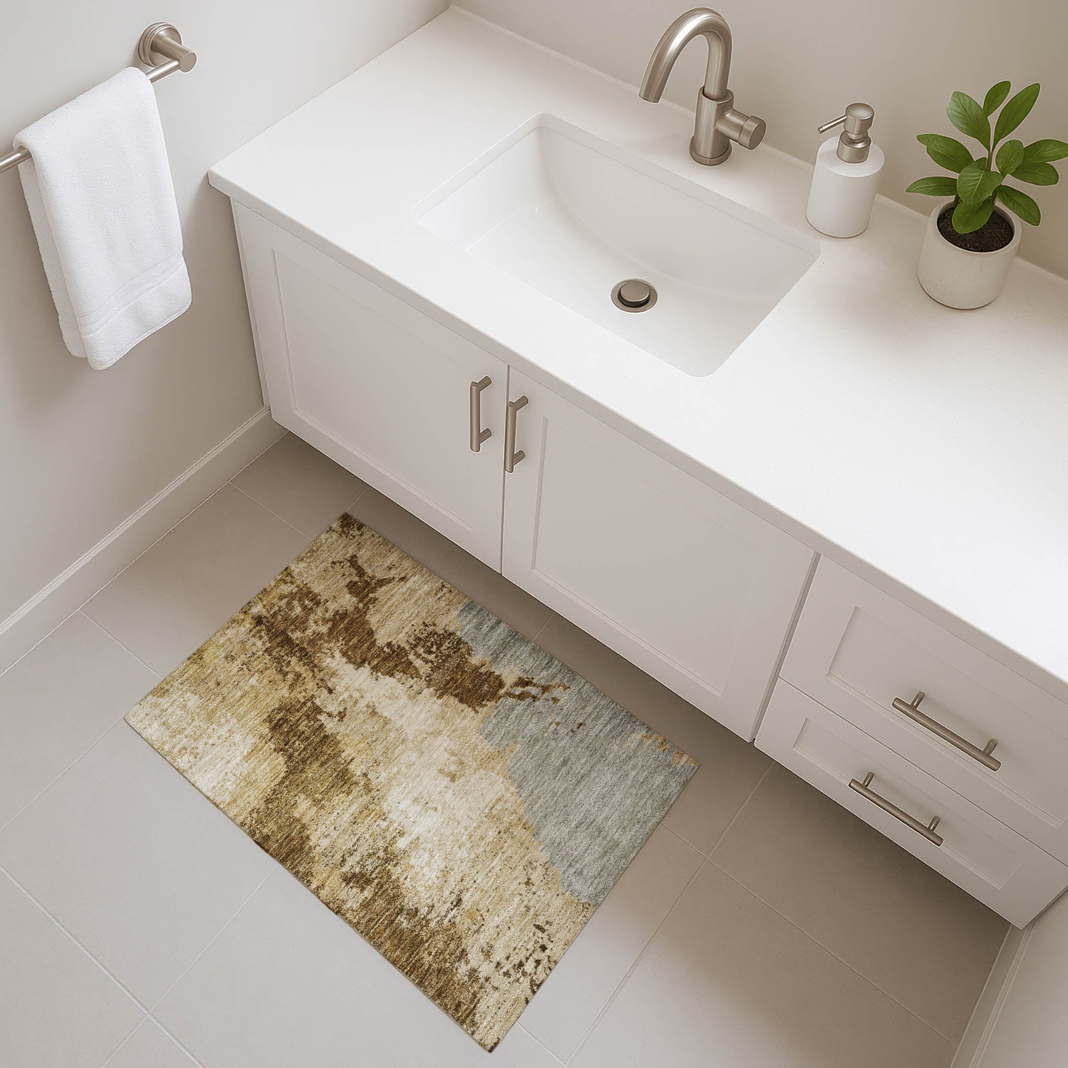 Montevideo Machine Washable Transitional Brown Rug 1'8" x 2'6" #shape_Rectangle