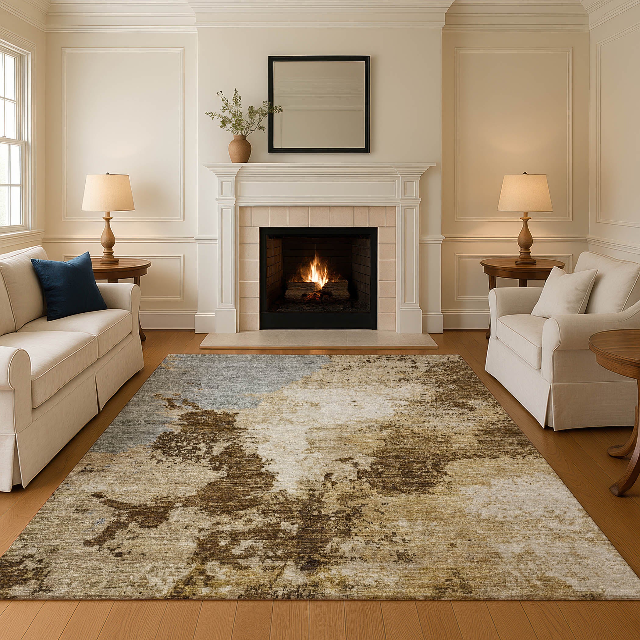 Montevideo Machine Washable Transitional Brown Rug 2'6" x 3'10" #shape_Rectangle