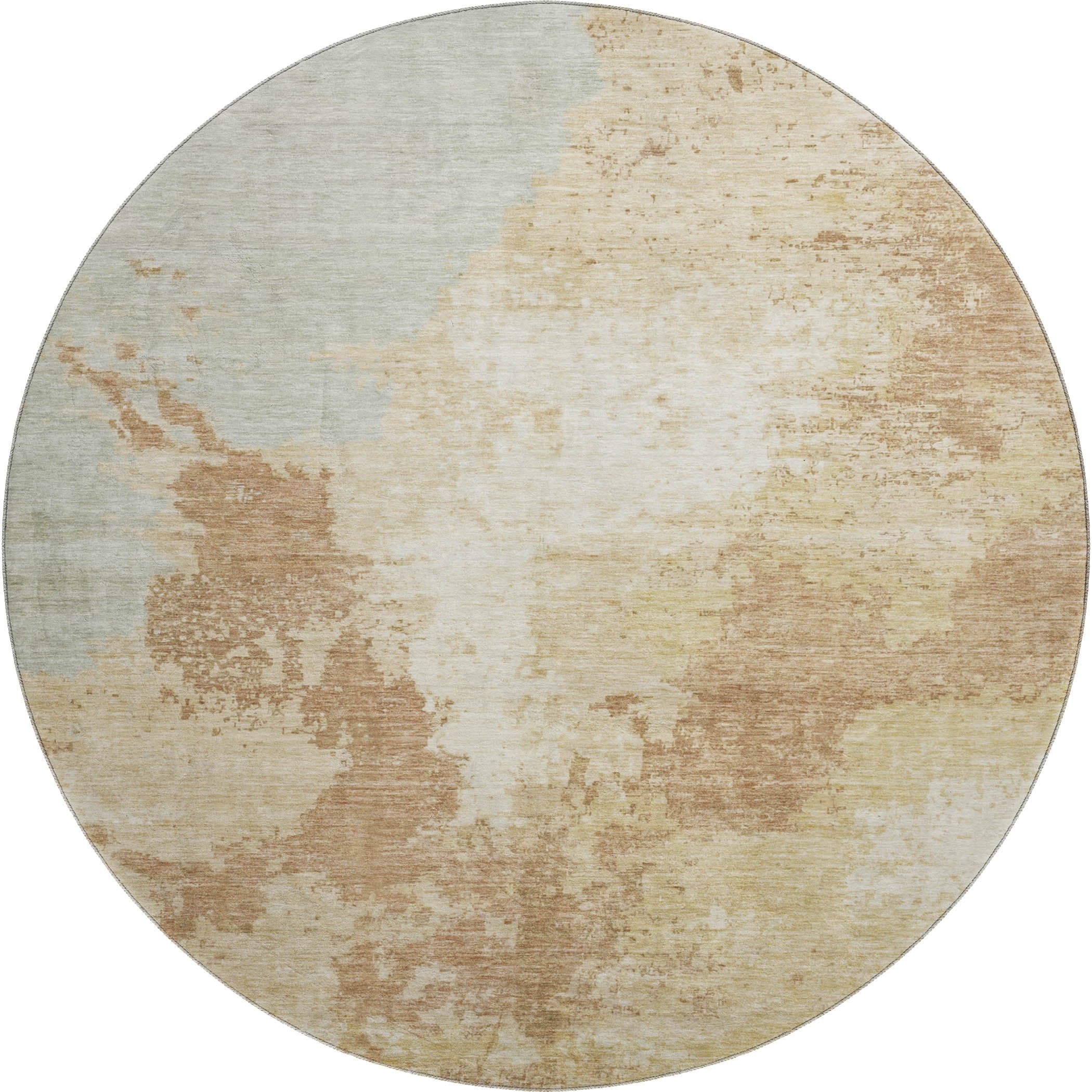Montevideo Machine Washable Transitional Coral Orange Rug 8' x 8' #shape_Round