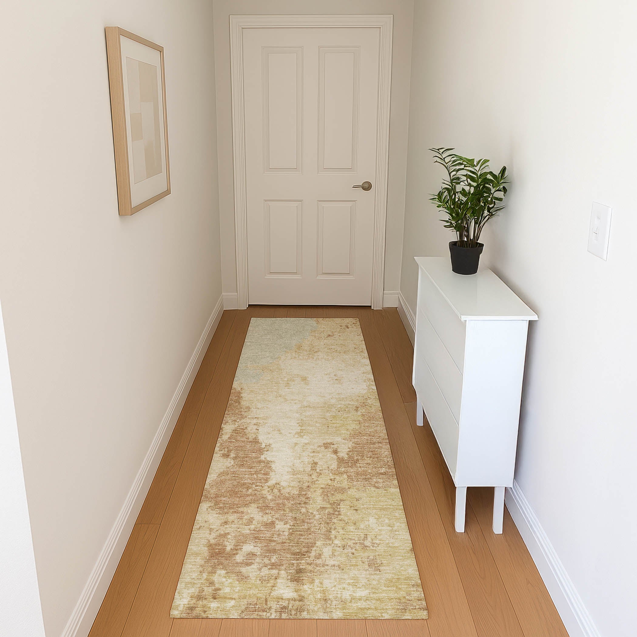 Montevideo Machine Washable Transitional Coral Orange Rug 2'3" x 7'6" #shape_Runner
