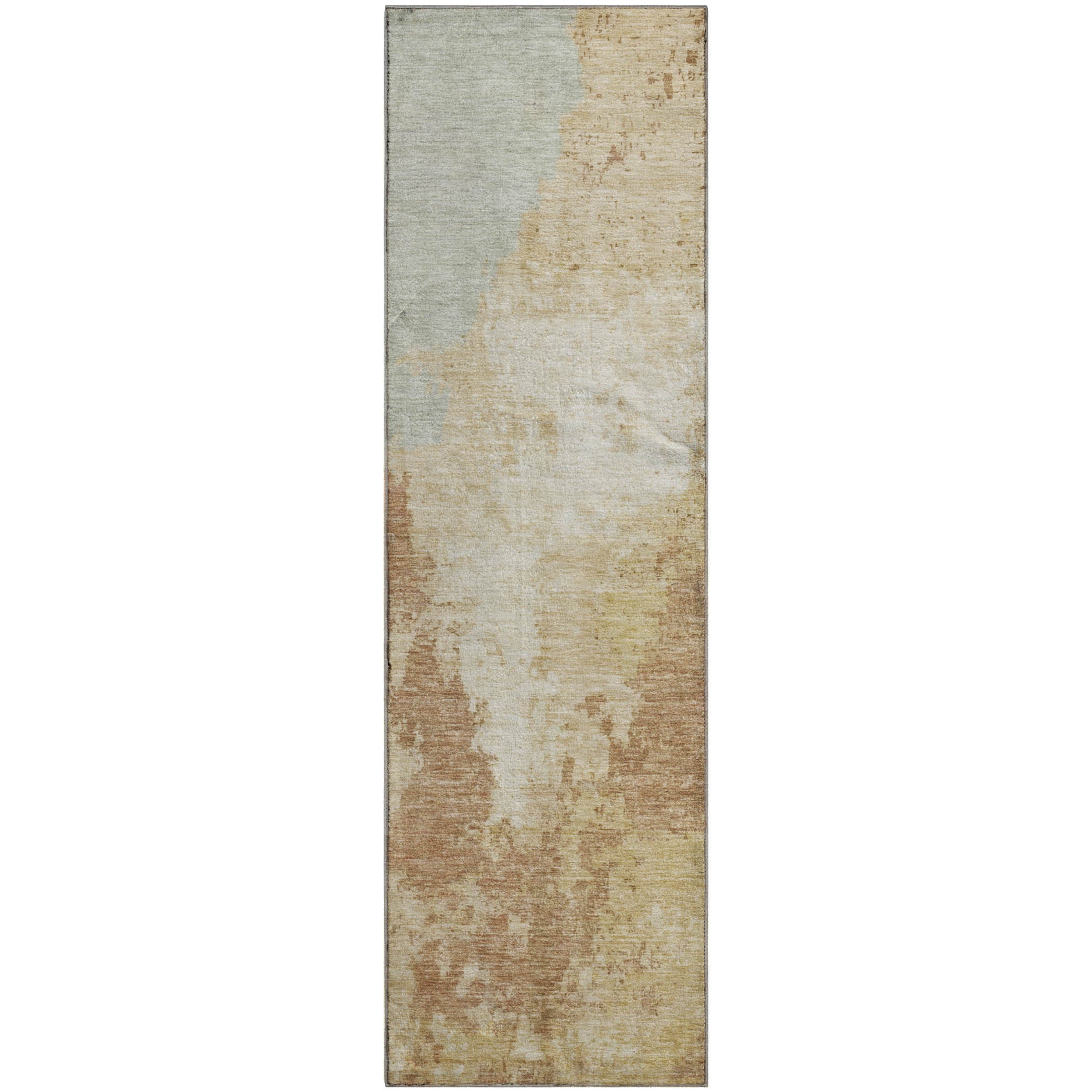 Montevideo Machine Washable Transitional Coral Orange Rug 2'3" x 7'6" #shape_Runner