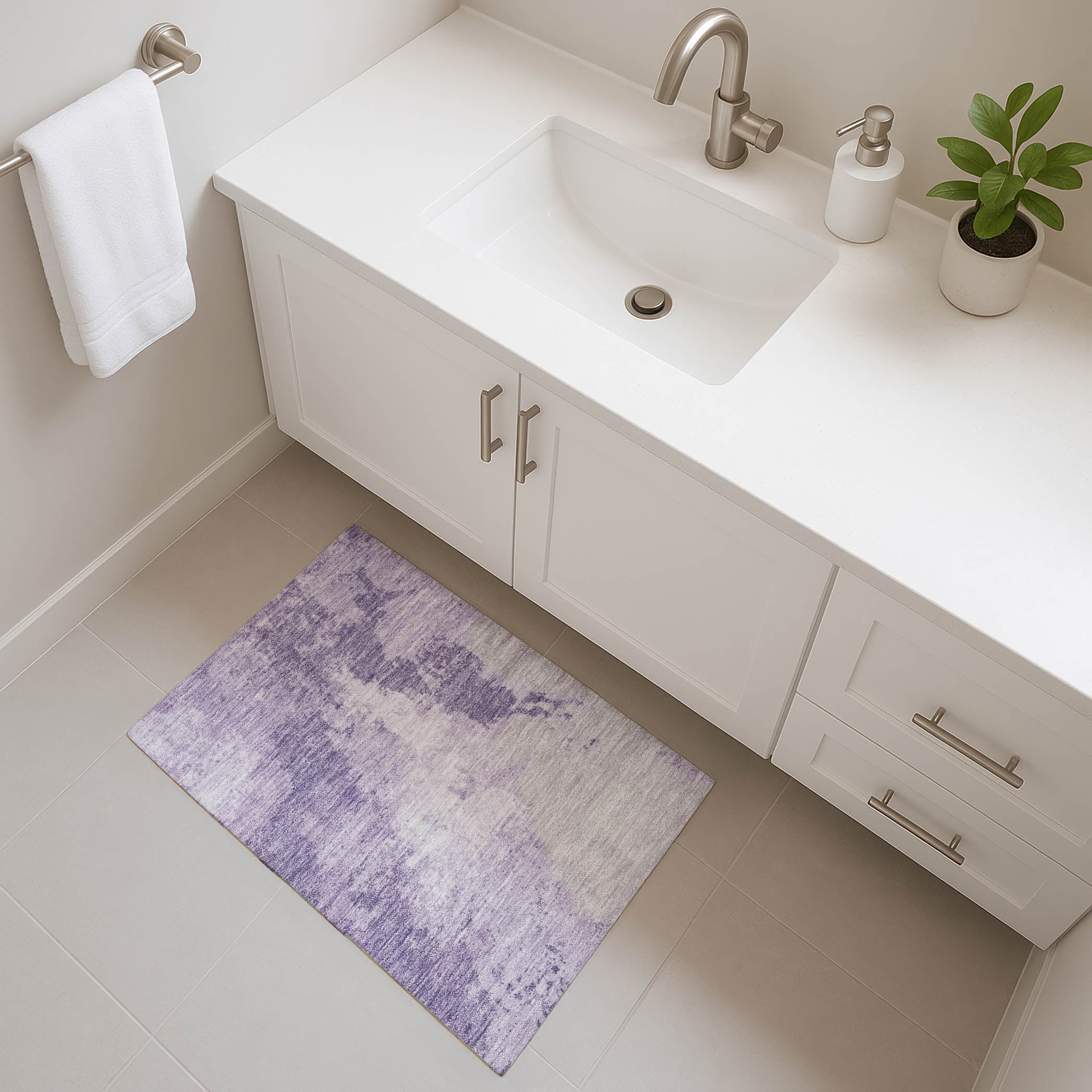 Montevideo Machine Washable Transitional Plum Purple Rug 1'8" x 2'6" #shape_Rectangle