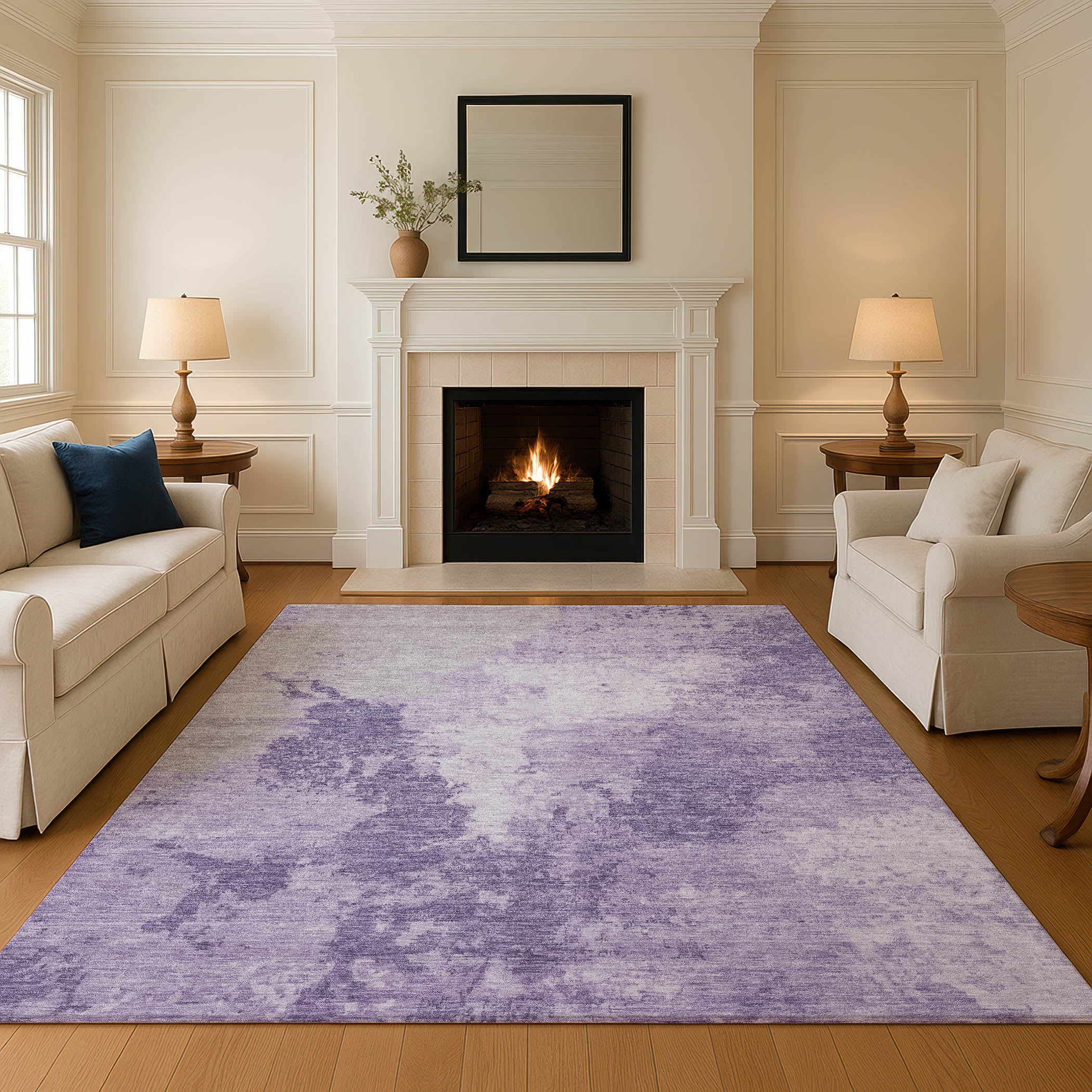 Montevideo Machine Washable Transitional Plum Purple Rug 2'6" x 3'10" #shape_Rectangle