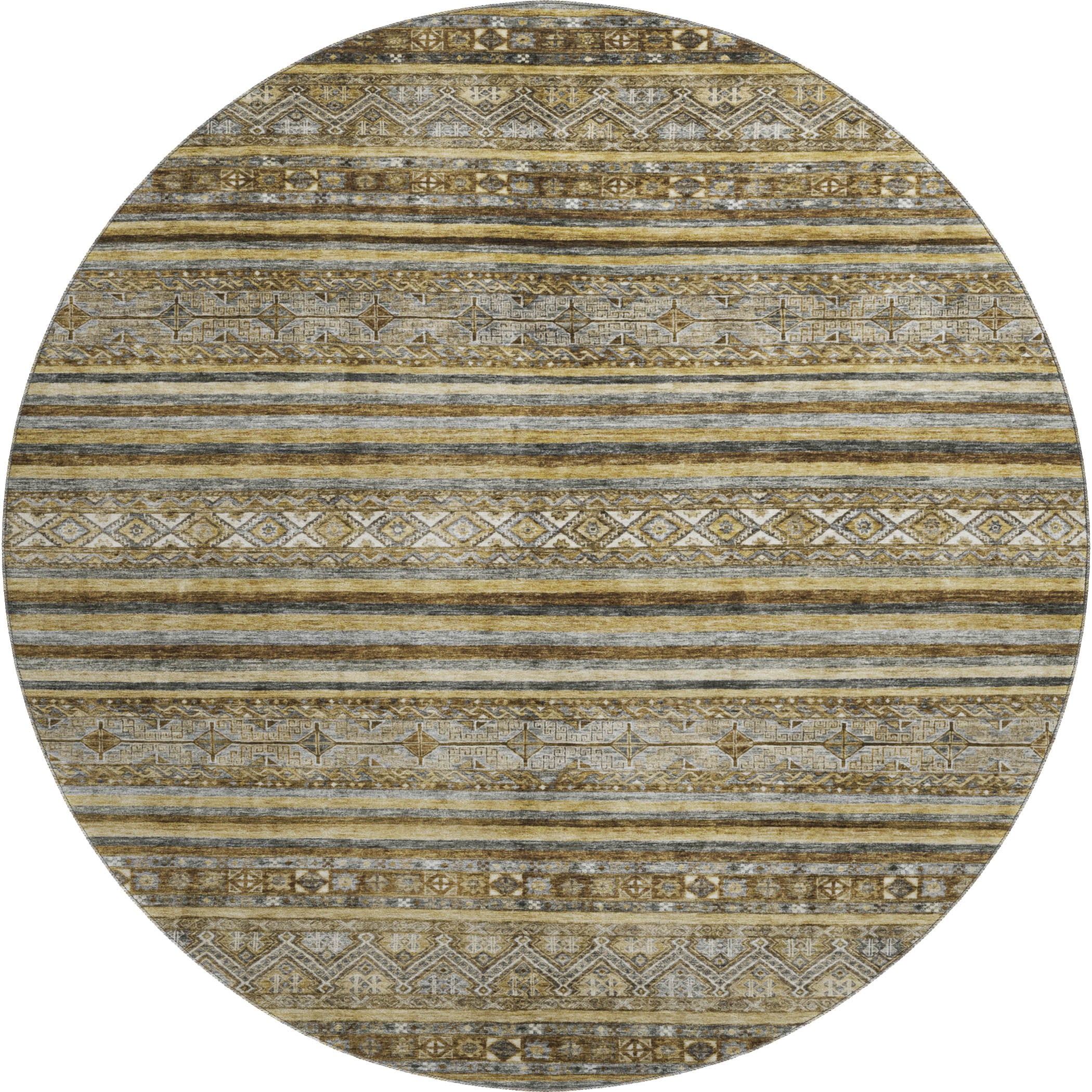 Bergen Machine Washable Transitional Brown Rug 8' x 8' #shape_Round