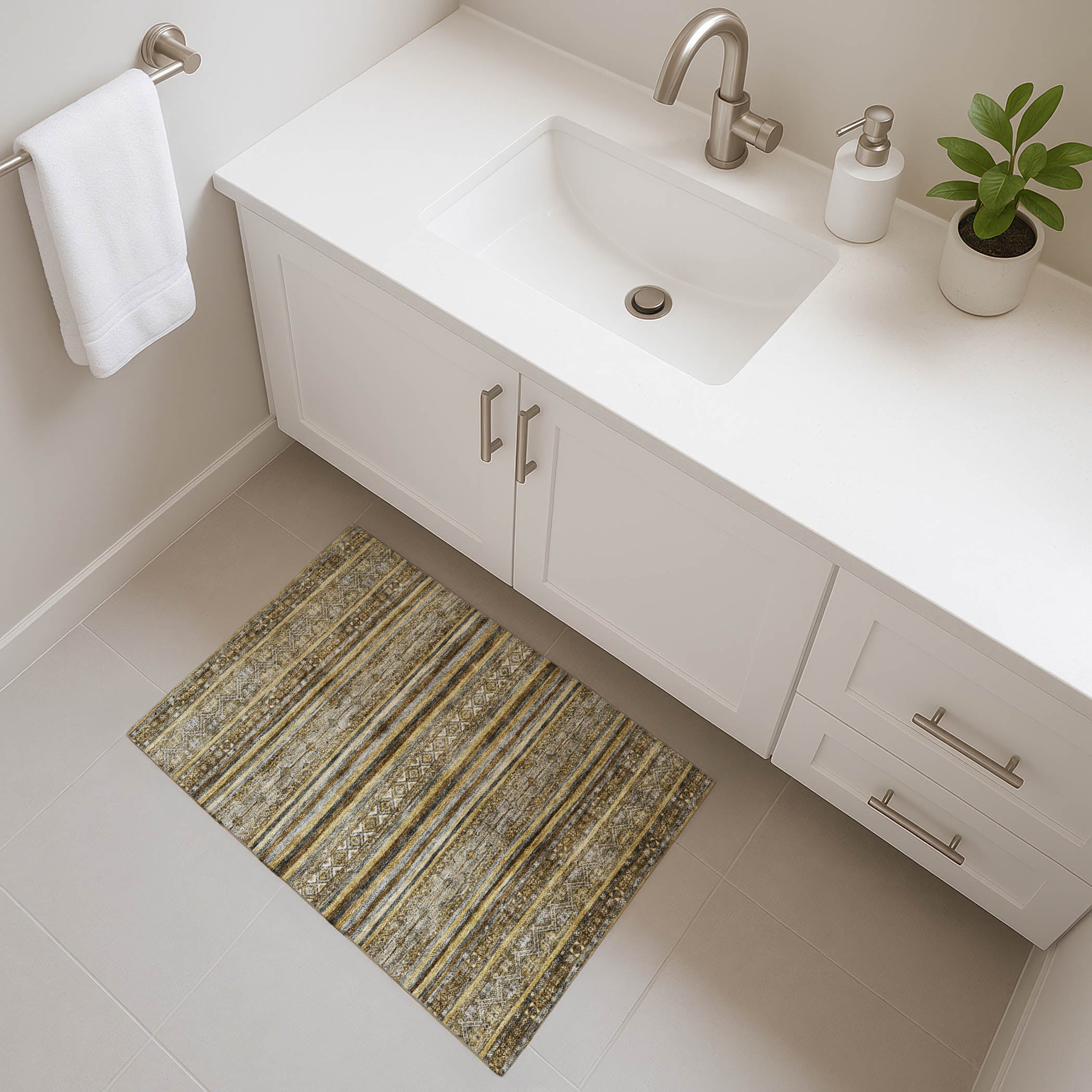 Bergen Machine Washable Transitional Brown Rug 1'8" x 2'6" #shape_Rectangle