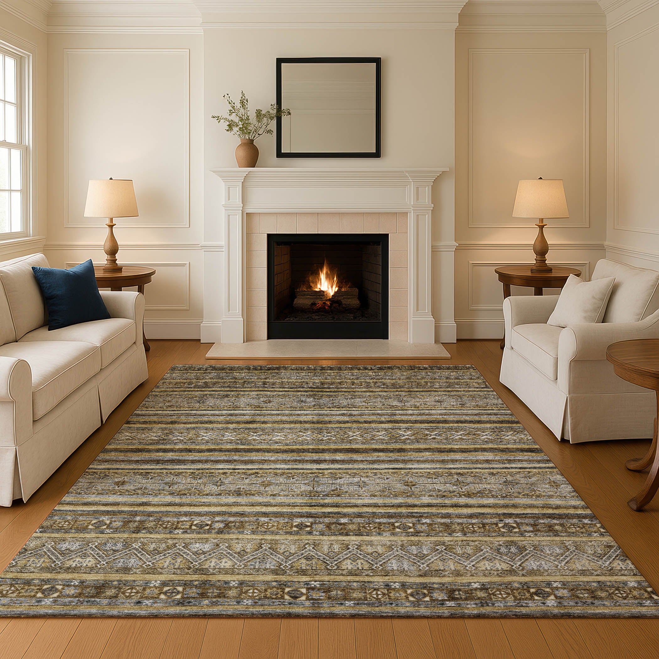 Bergen Machine Washable Transitional Brown Rug 2'6" x 3'10" #shape_Rectangle