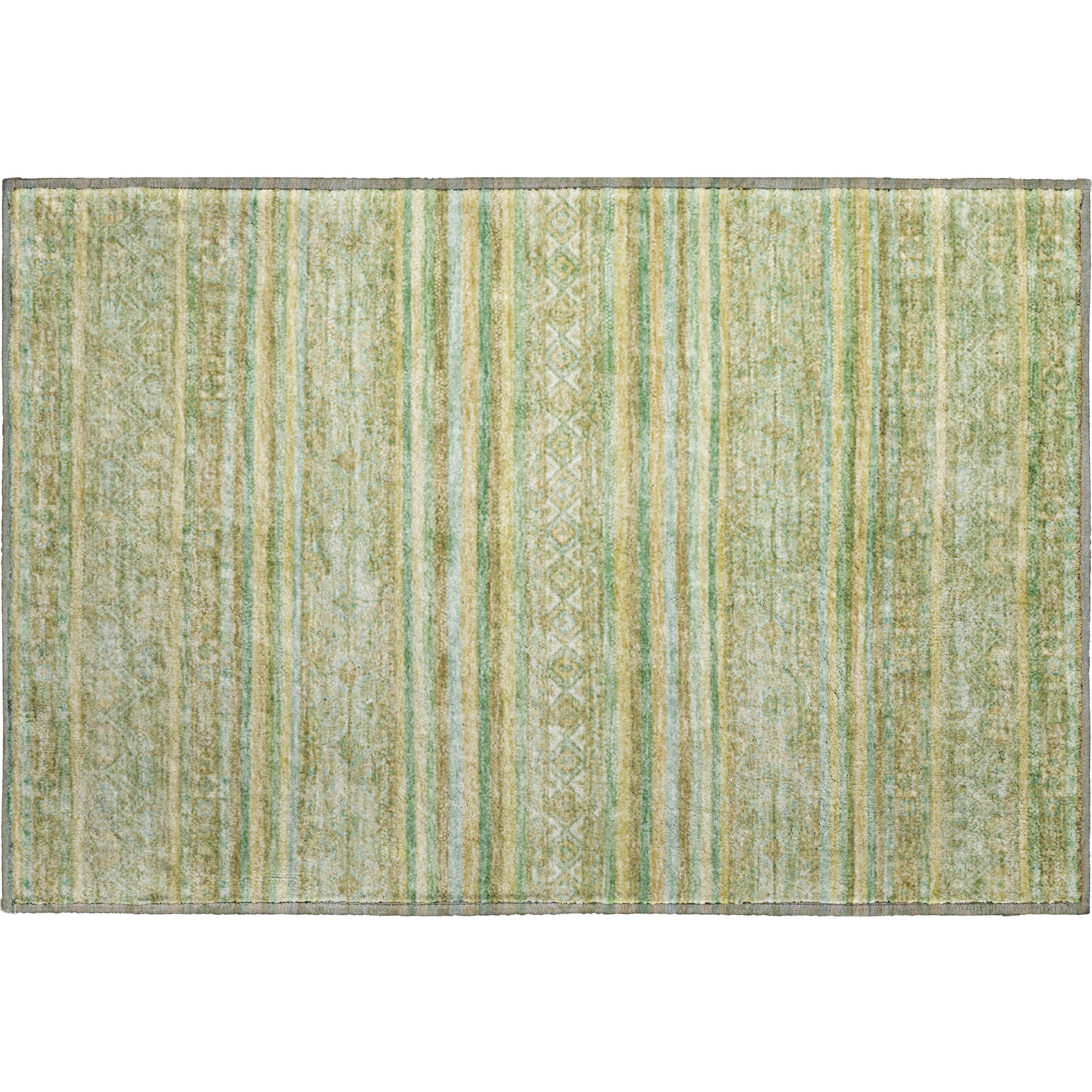 Bergen Machine Washable Transitional Green Rug 1'8" x 2'6" #shape_Rectangle