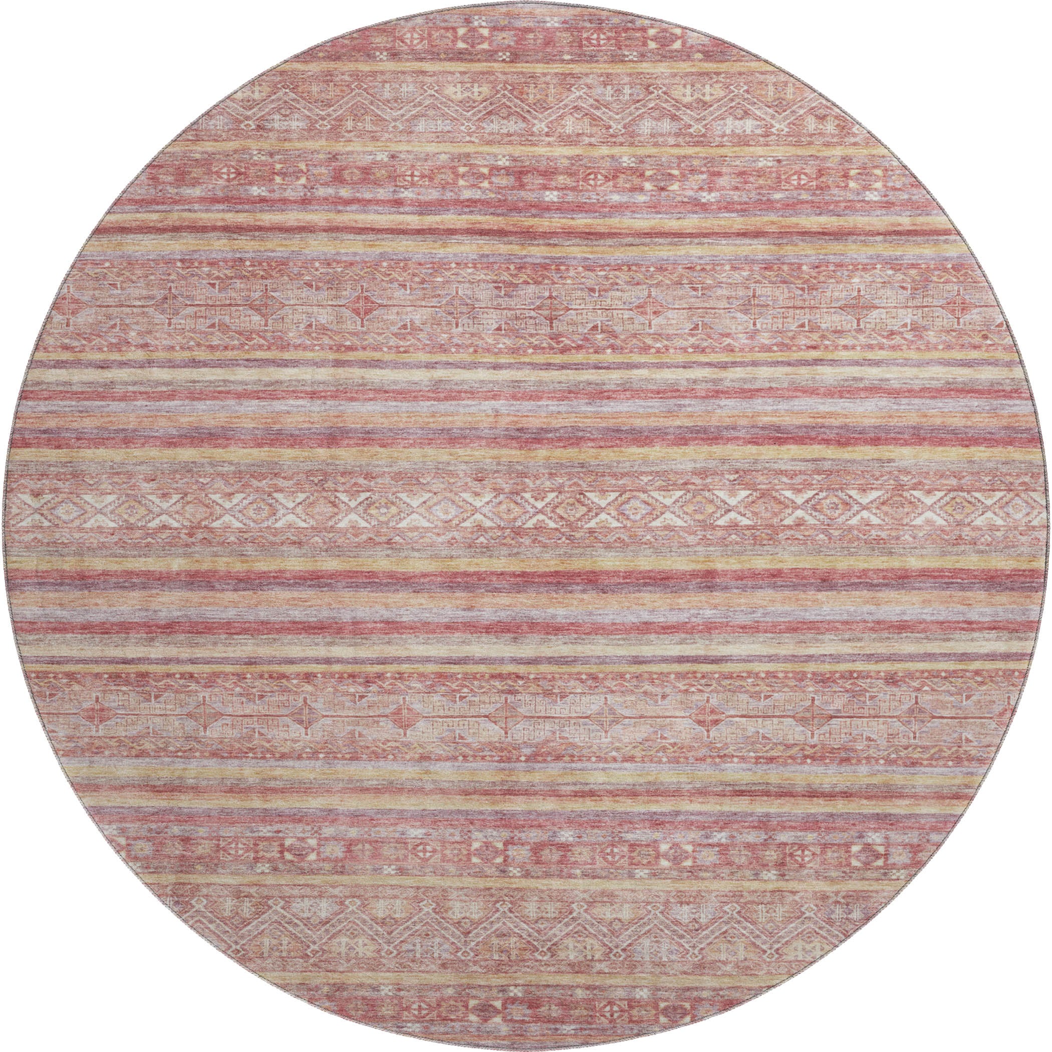 Bergen Machine Washable Transitional Paprika Orange Rug 8' x 8' #shape_Round