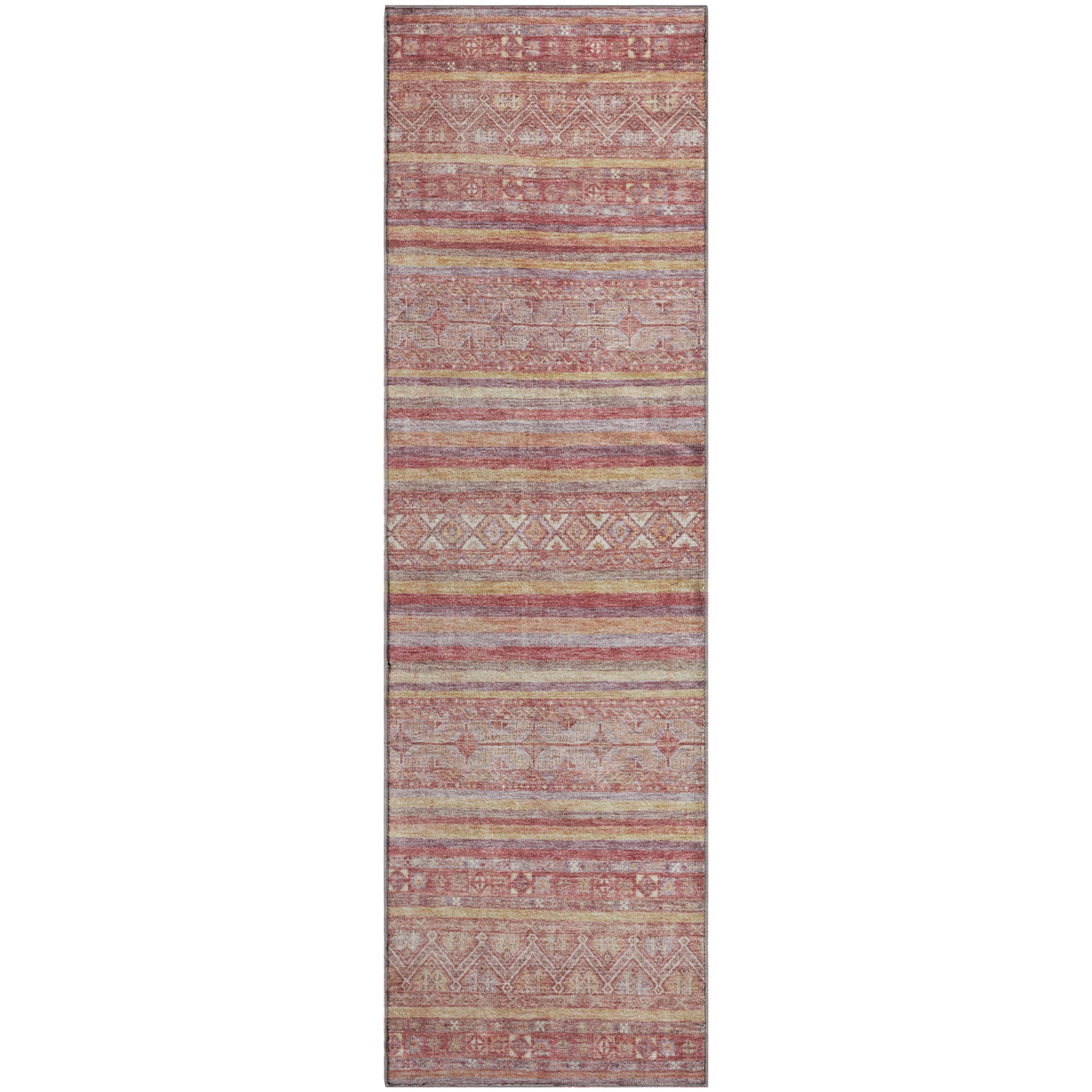 Bergen Machine Washable Transitional Paprika Orange Rug 2'3" x 7'6" #shape_Runner