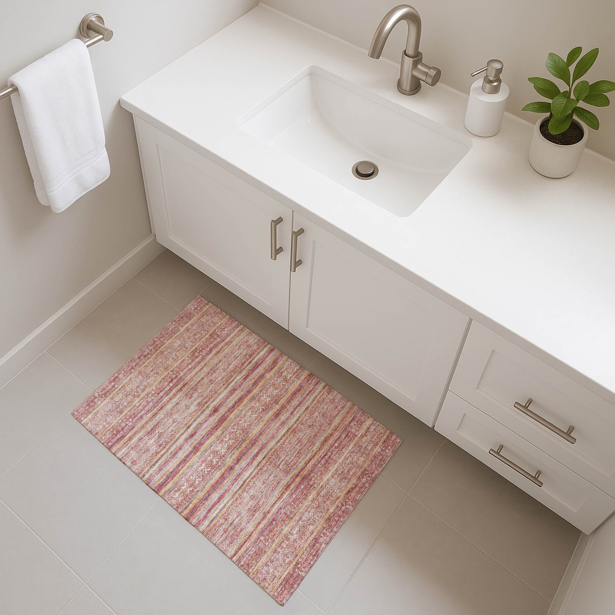 Bergen Machine Washable Transitional Paprika Orange Rug 1'8" x 2'6" #shape_Rectangle