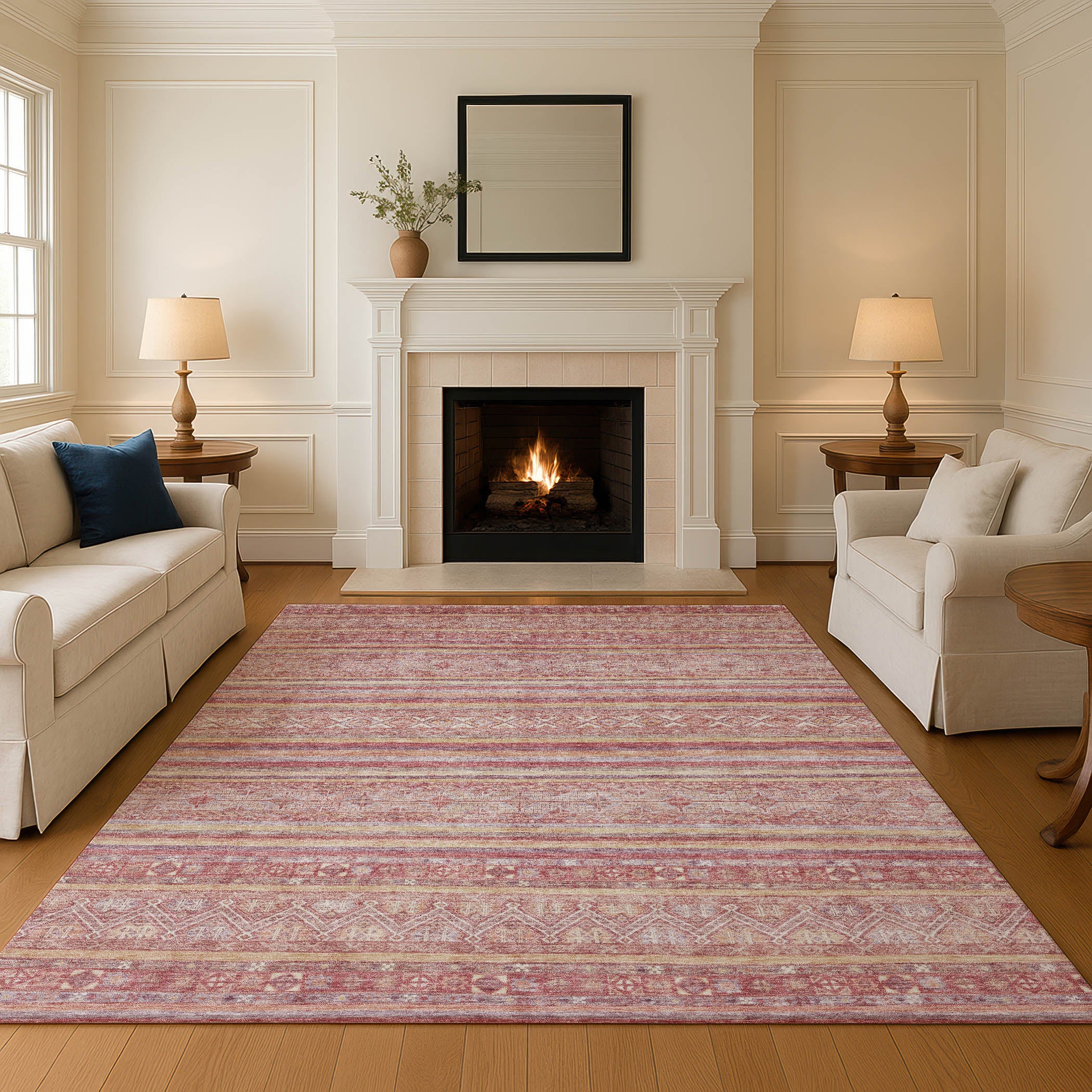 Bergen Machine Washable Transitional Paprika Orange Rug 2'6" x 3'10" #shape_Rectangle