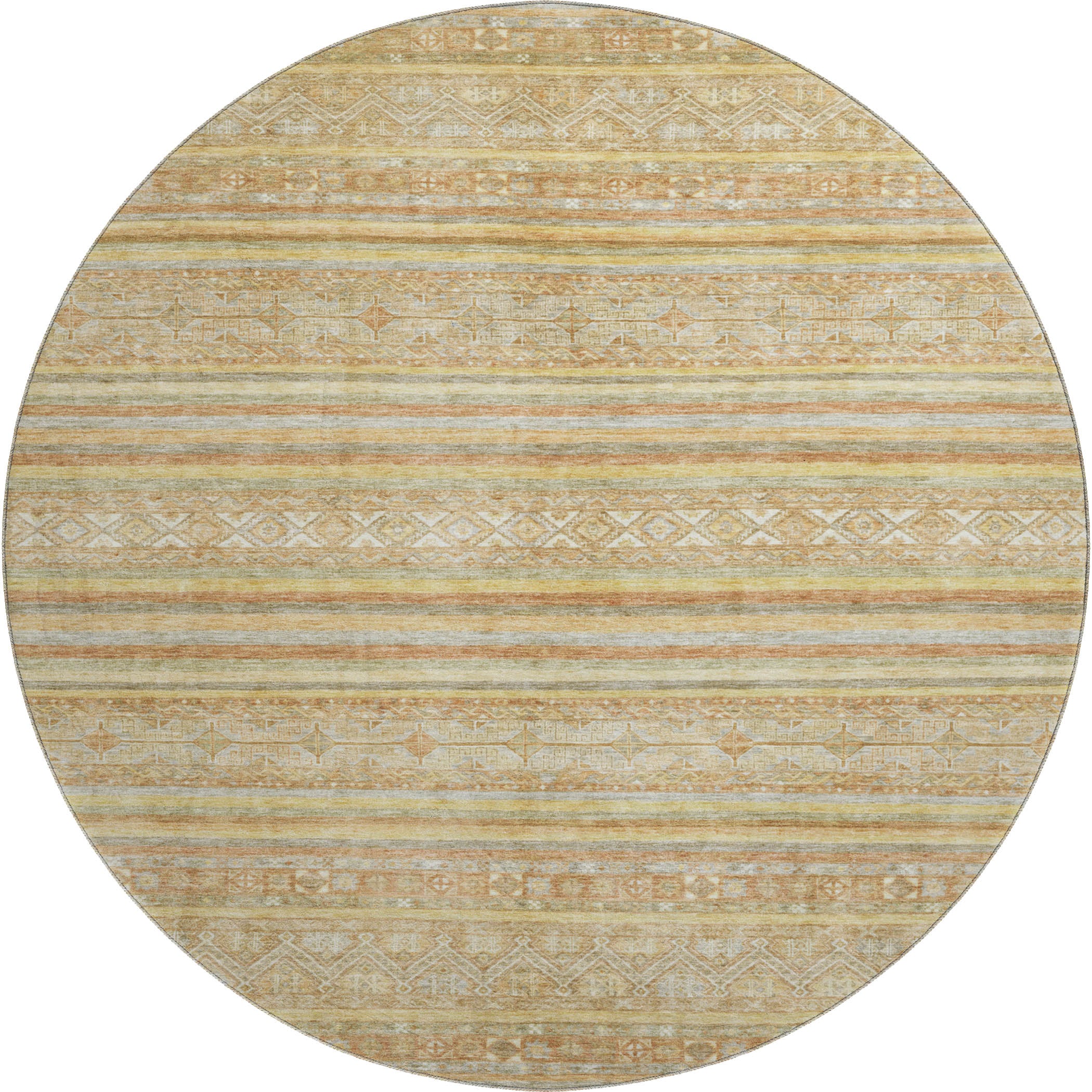 Bergen Machine Washable Transitional Wheat Gold Rug 8' x 8' #shape_Round