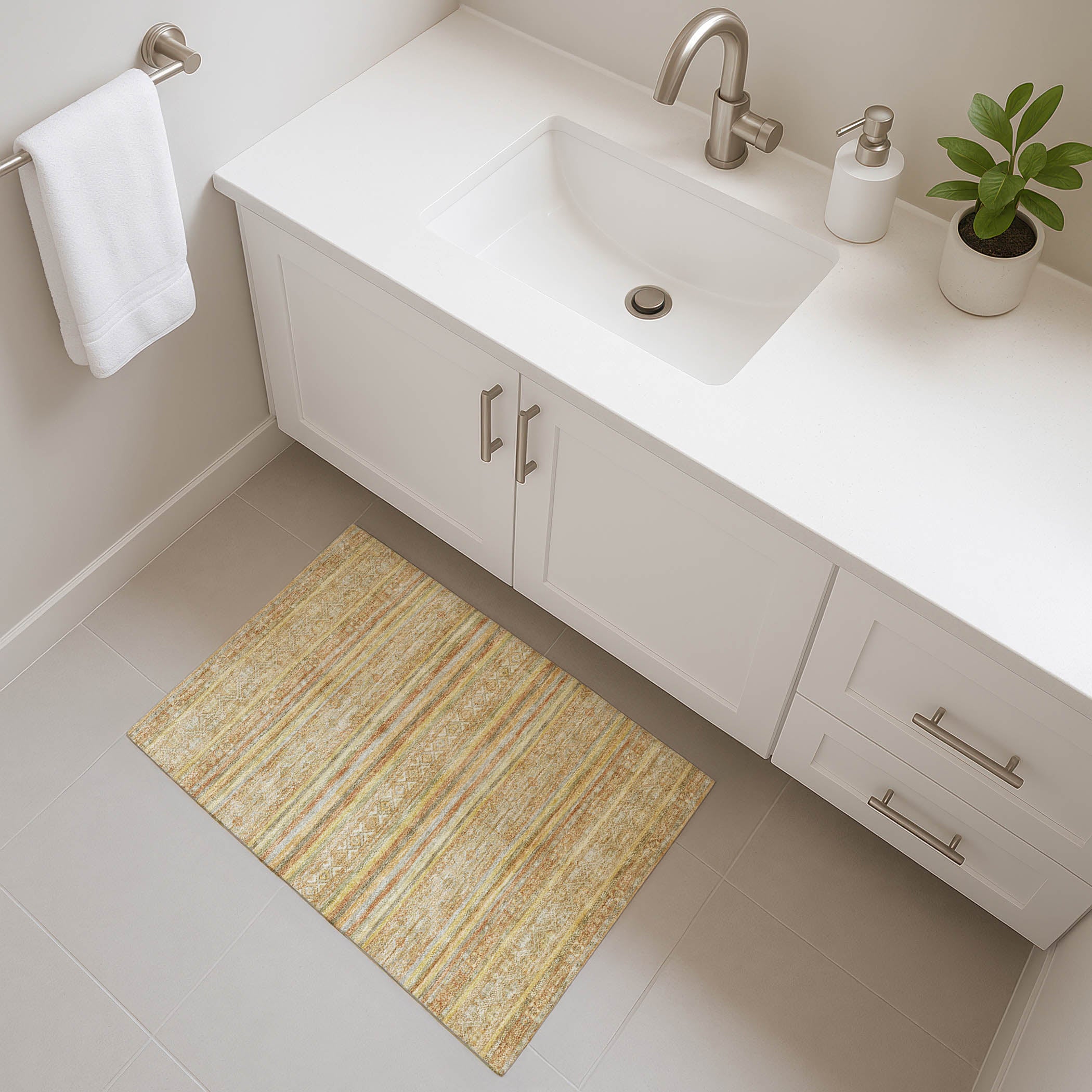 Bergen Machine Washable Transitional Wheat Gold Rug 1'8" x 2'6" #shape_Rectangle
