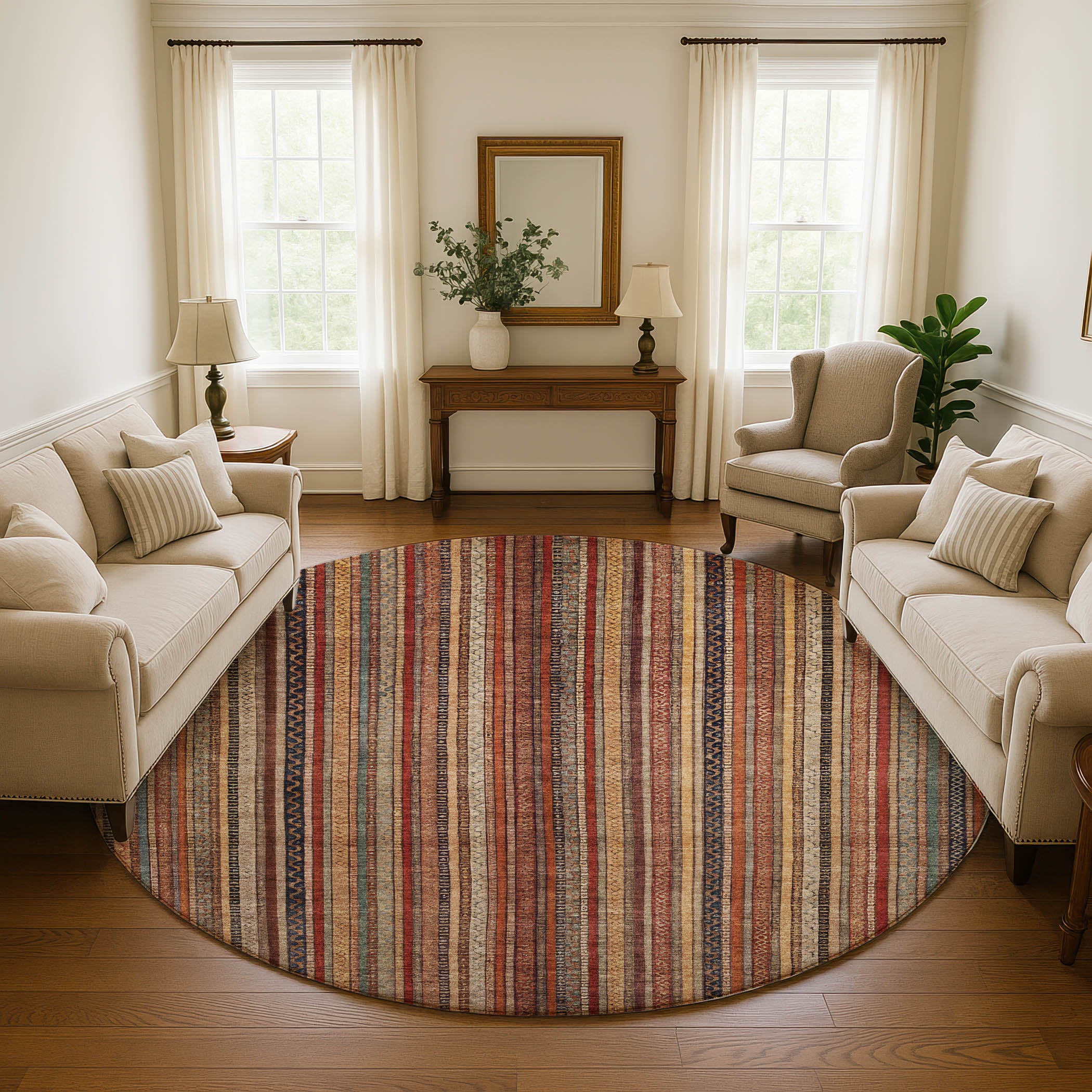 Jaipur Machine Washable Transitional Paprika Orange Rug 8' x 8' #shape_Round