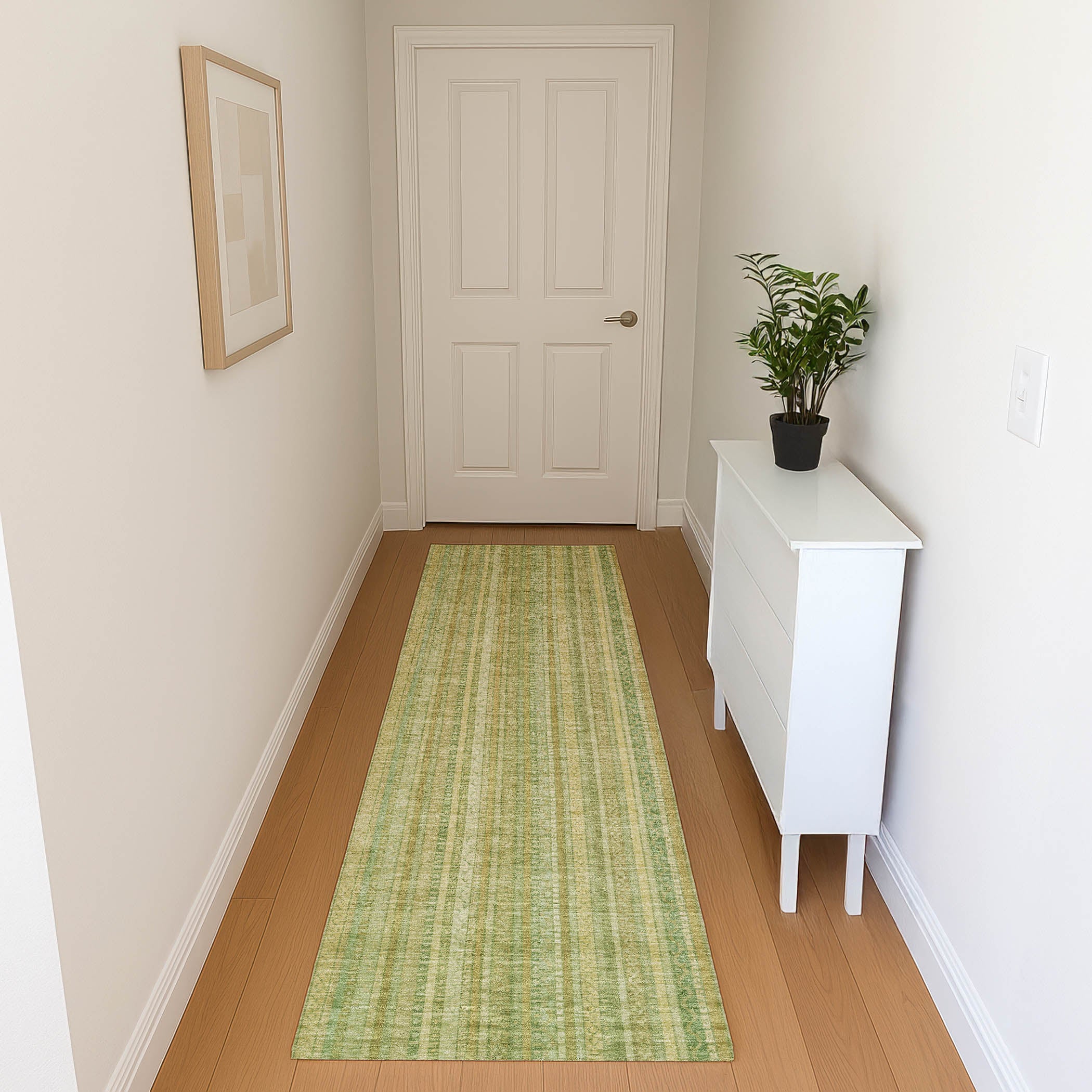 Marrakech Machine Washable Transitional Aloe Green Rug 2'3" x 7'6" #shape_Runner