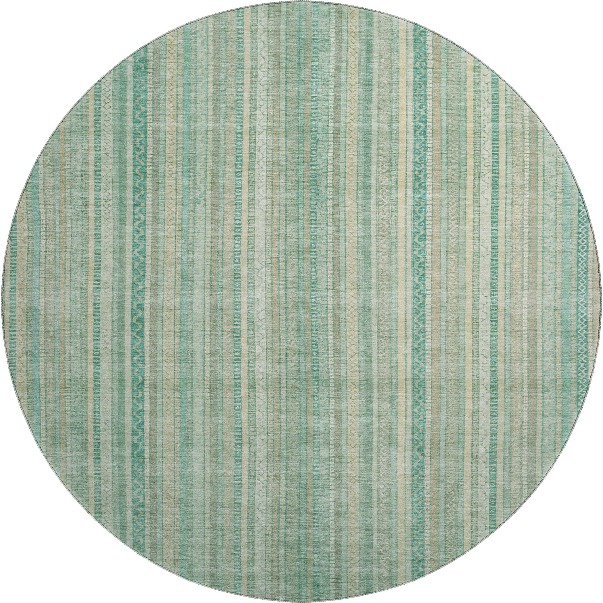 Marrakech Machine Washable Transitional Aqua Teal Rug 8' x 8' #shape_Round