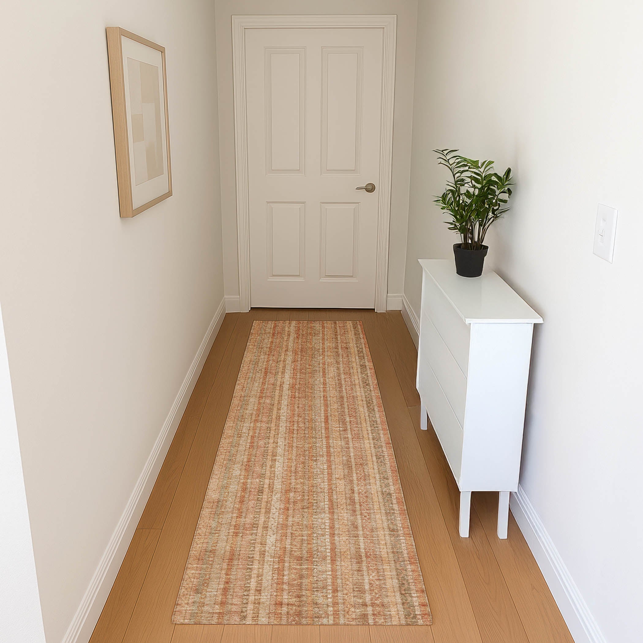 Marrakech Machine Washable Transitional Paprika Orange Rug 2'3" x 7'6" #shape_Runner