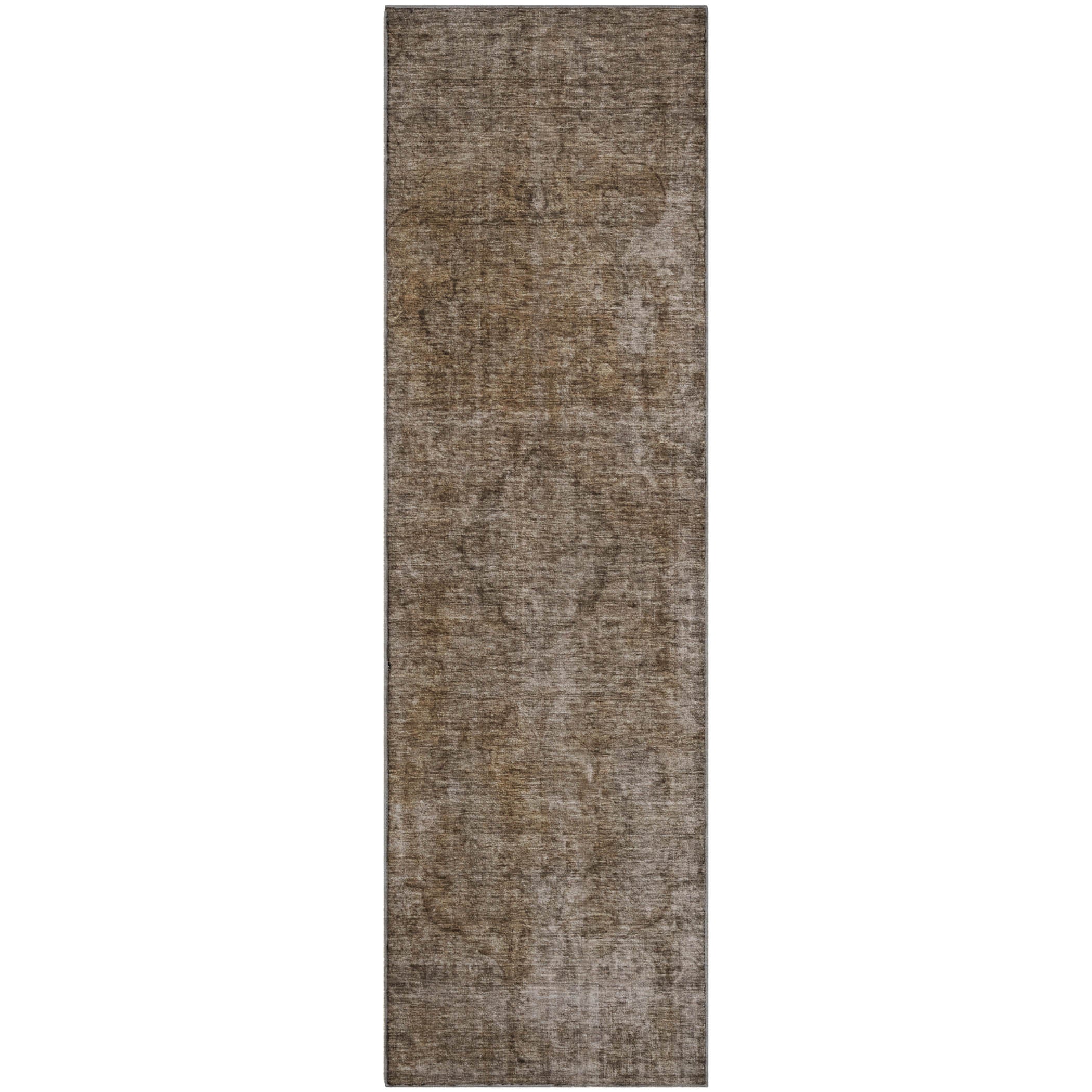 Queenstown Machine Washable Traditional Brown Rug 2'3" x 7'6" #shape_Runner