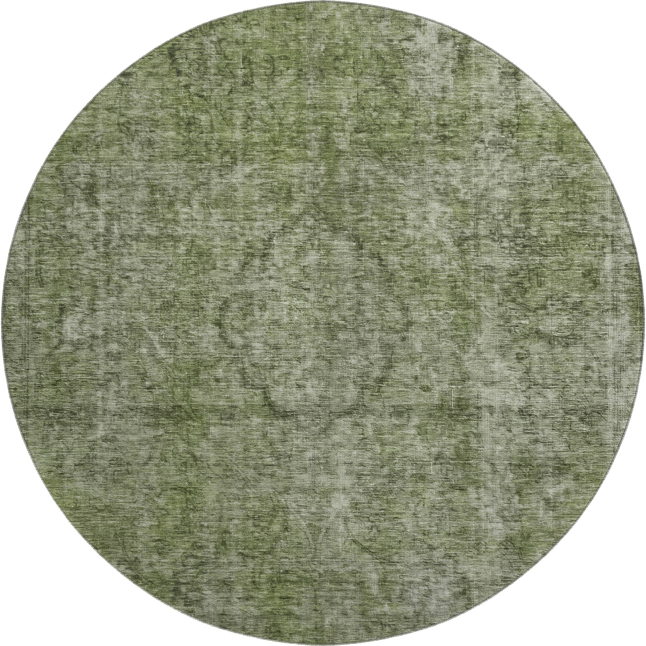 Queenstown Machine Washable Traditional Green Rug 8' x 8' #shape_Round