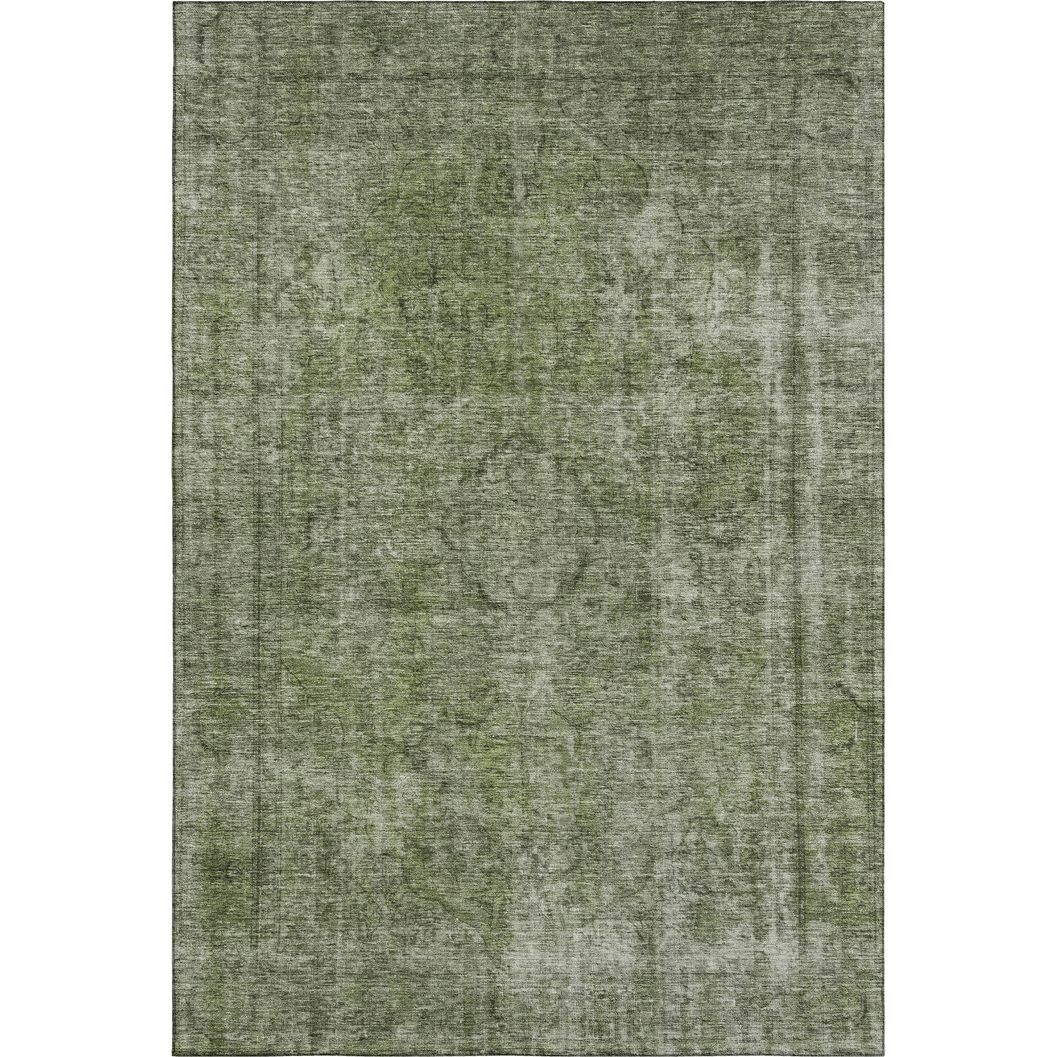 Queenstown Machine Washable Traditional Green Rug 2'6" x 3'10" #shape_Rectangle