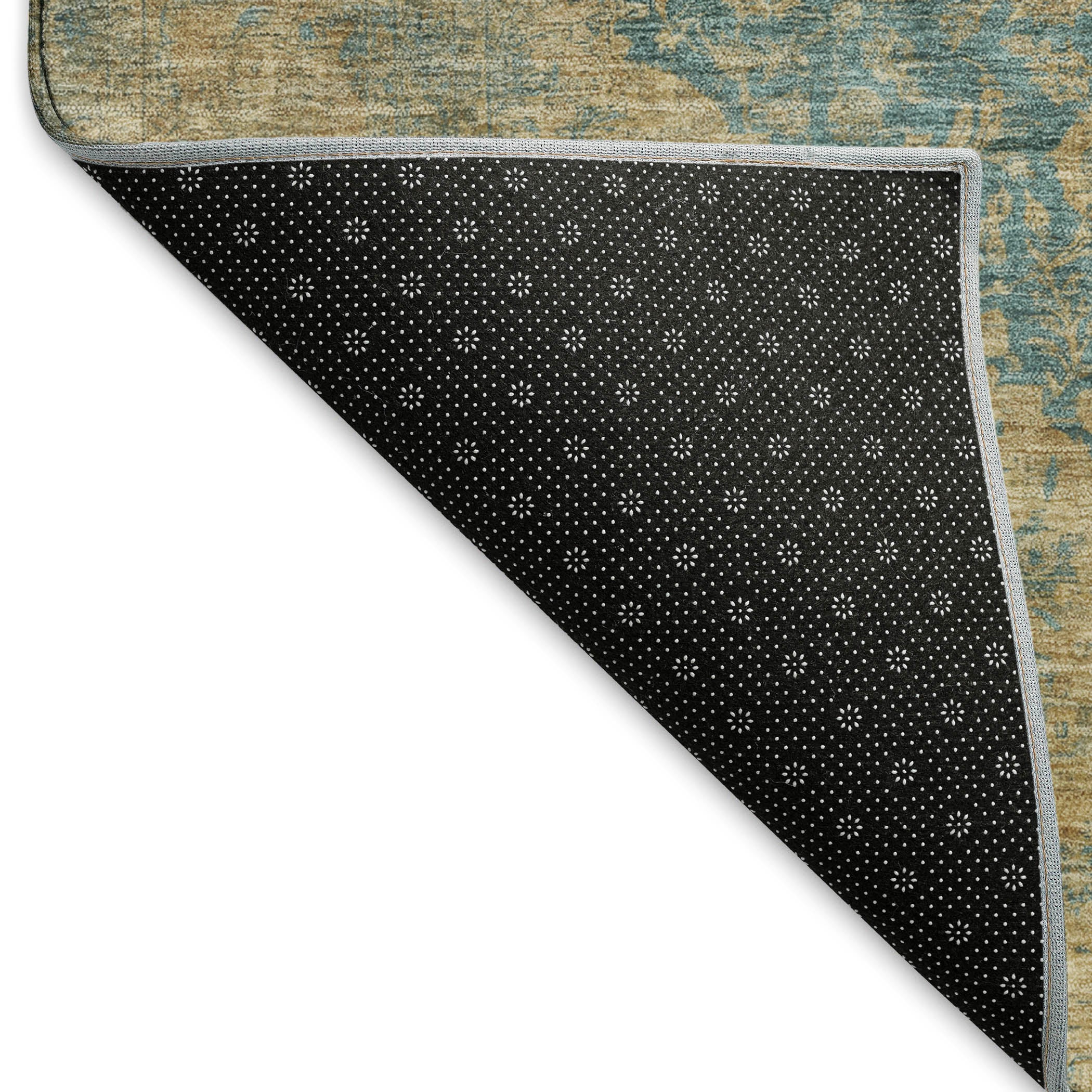 Seville Machine Washable Traditional Blue Rug 1'8" x 2'6" #shape_Rectangle