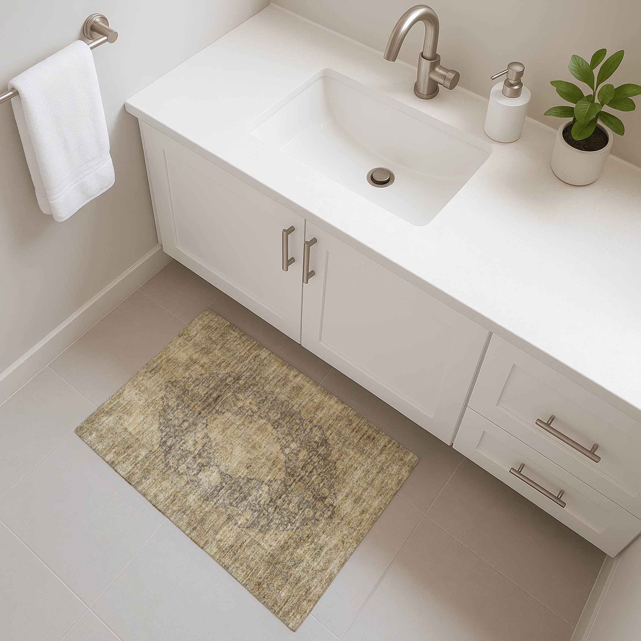 Seville Machine Washable Traditional Brown Rug 1'8" x 2'6" #shape_Rectangle