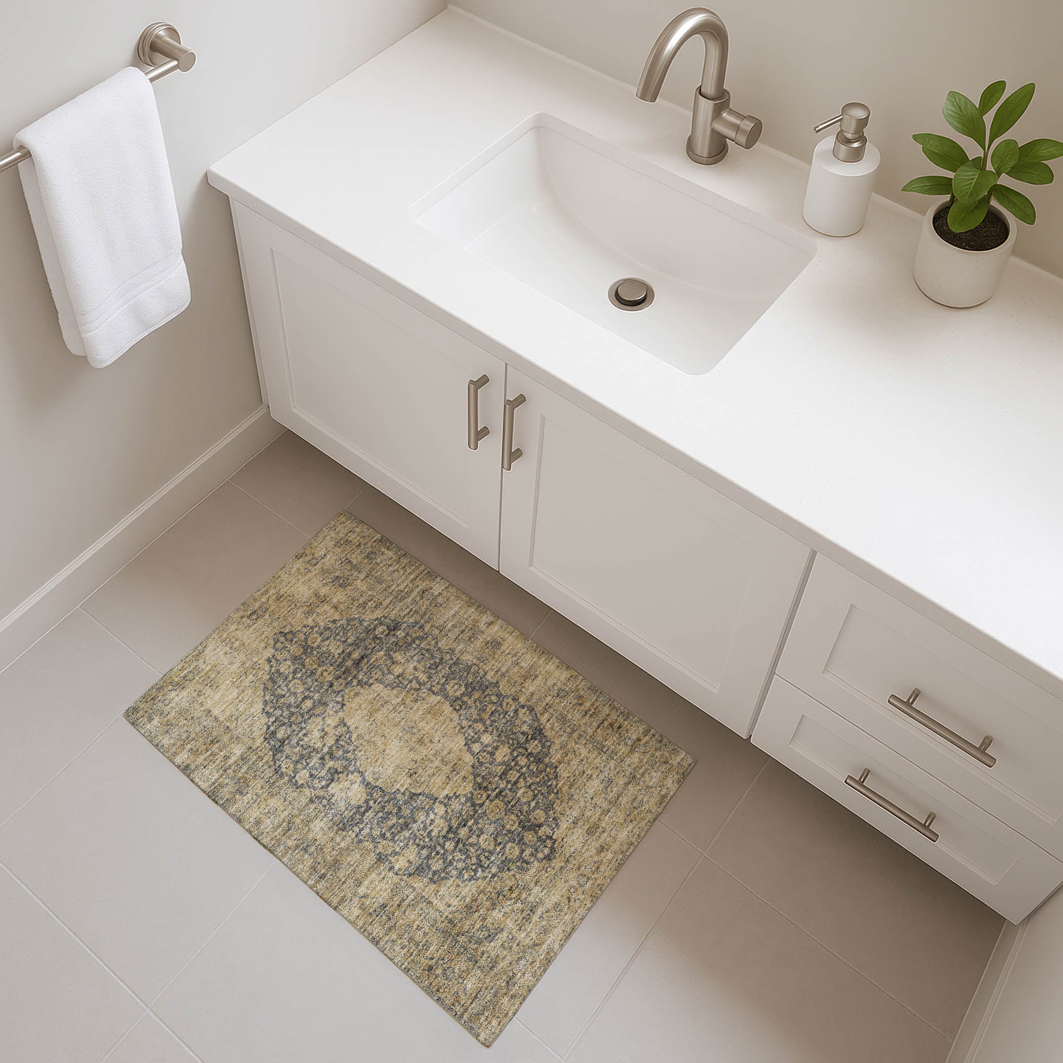 Seville Machine Washable Traditional Charcoal Gray Rug 1'8" x 2'6" #shape_Rectangle