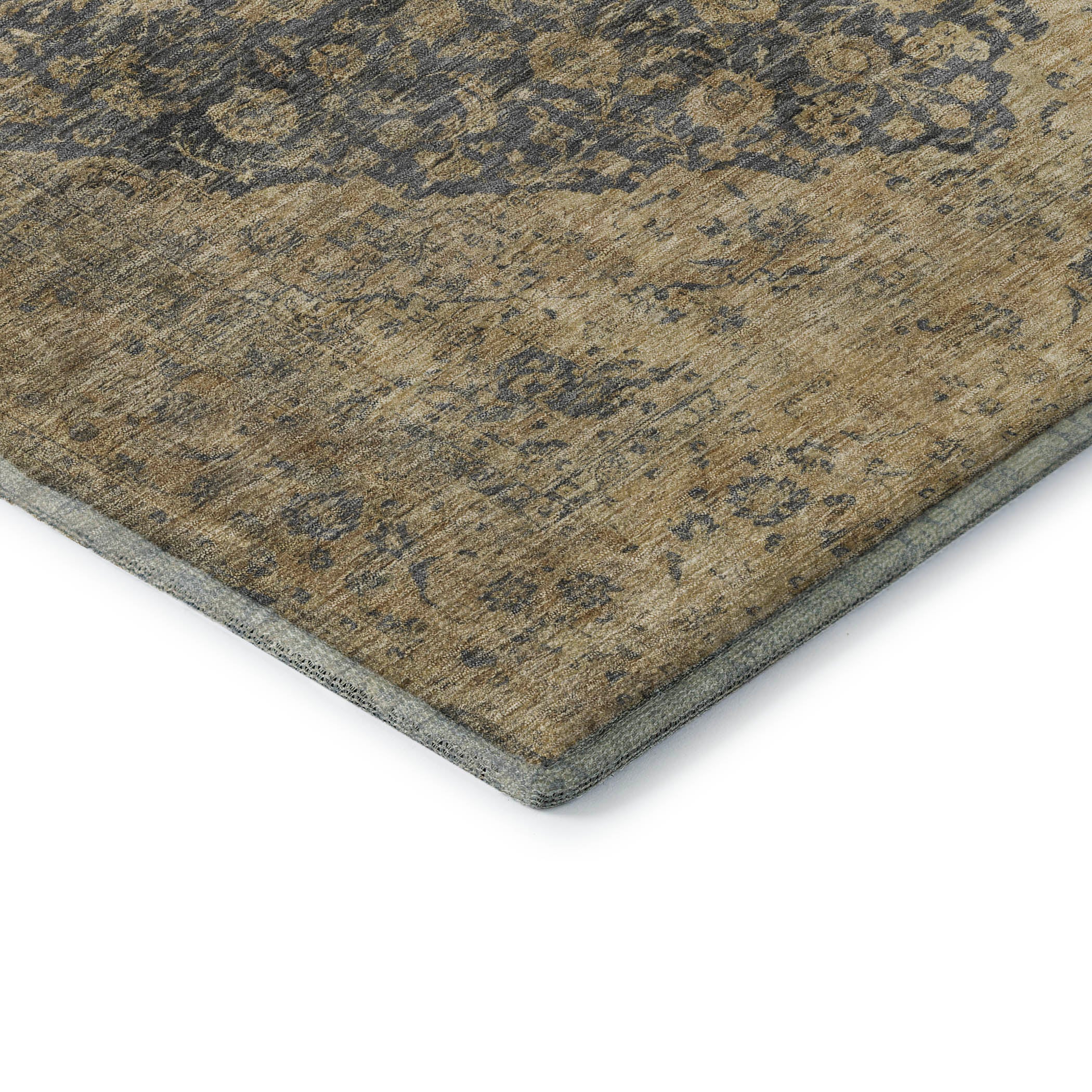 Seville Machine Washable Traditional Charcoal Gray Rug 1'8" x 2'6" #shape_Rectangle
