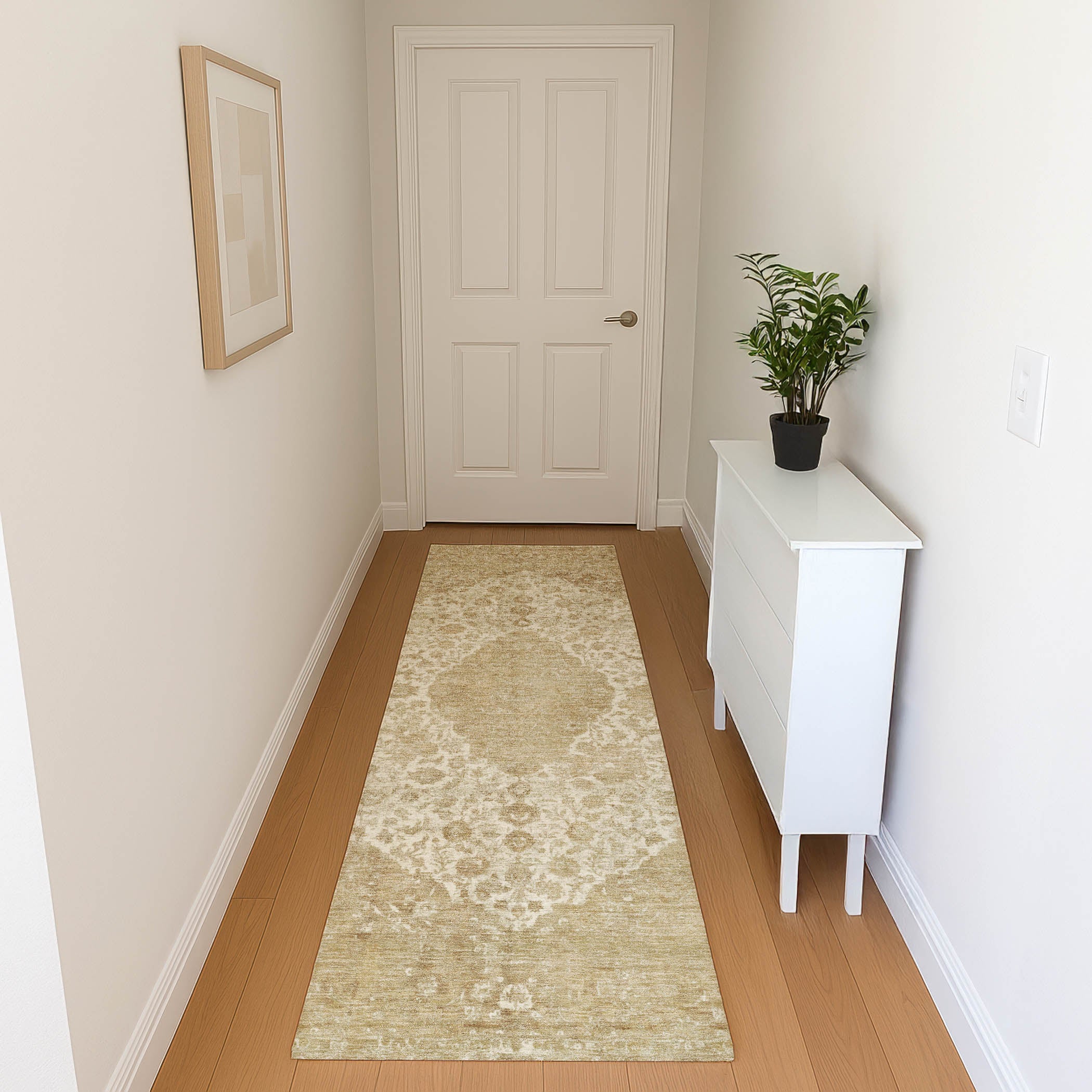 Seville Machine Washable Traditional Ivory Rug 2'3" x 7'6" #shape_Runner