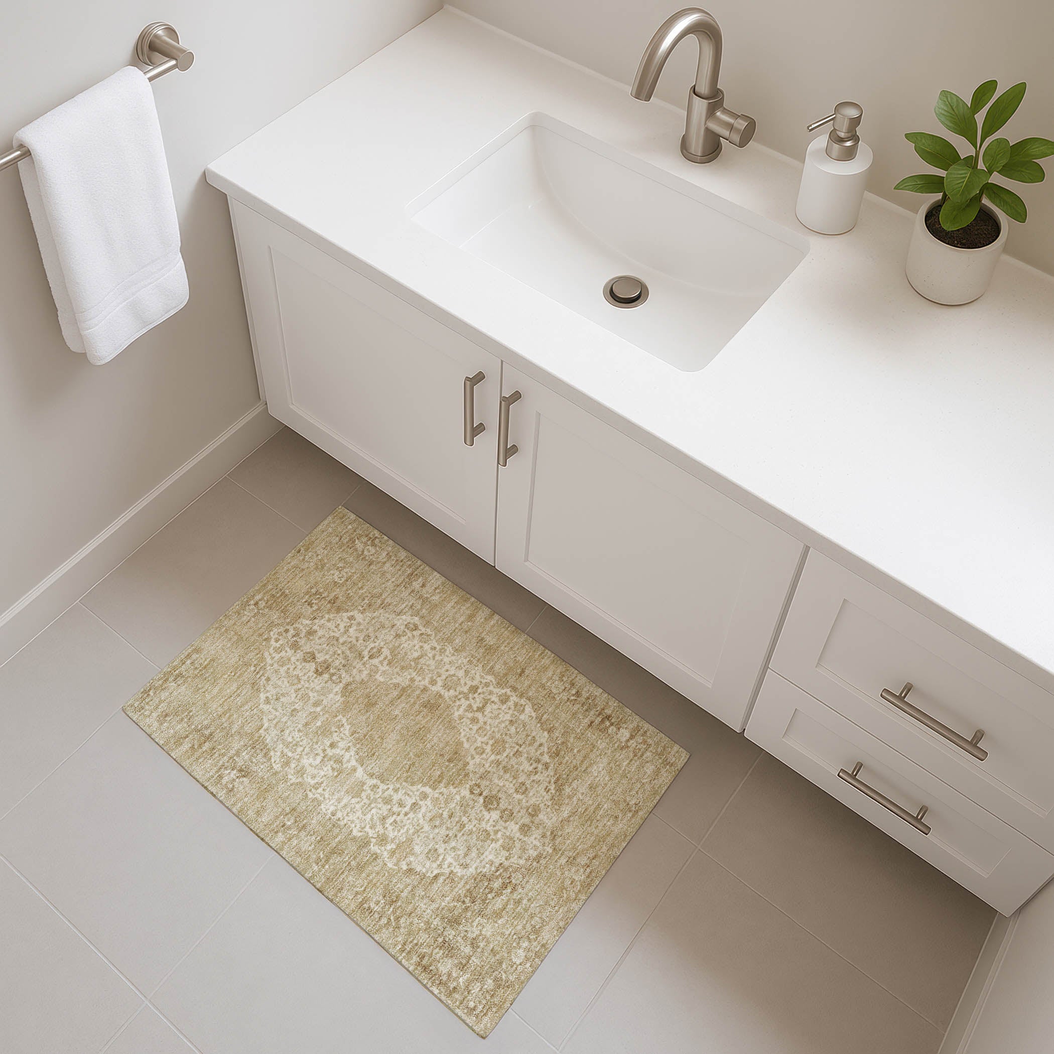Seville Machine Washable Traditional Ivory Rug 1'8" x 2'6" #shape_Rectangle