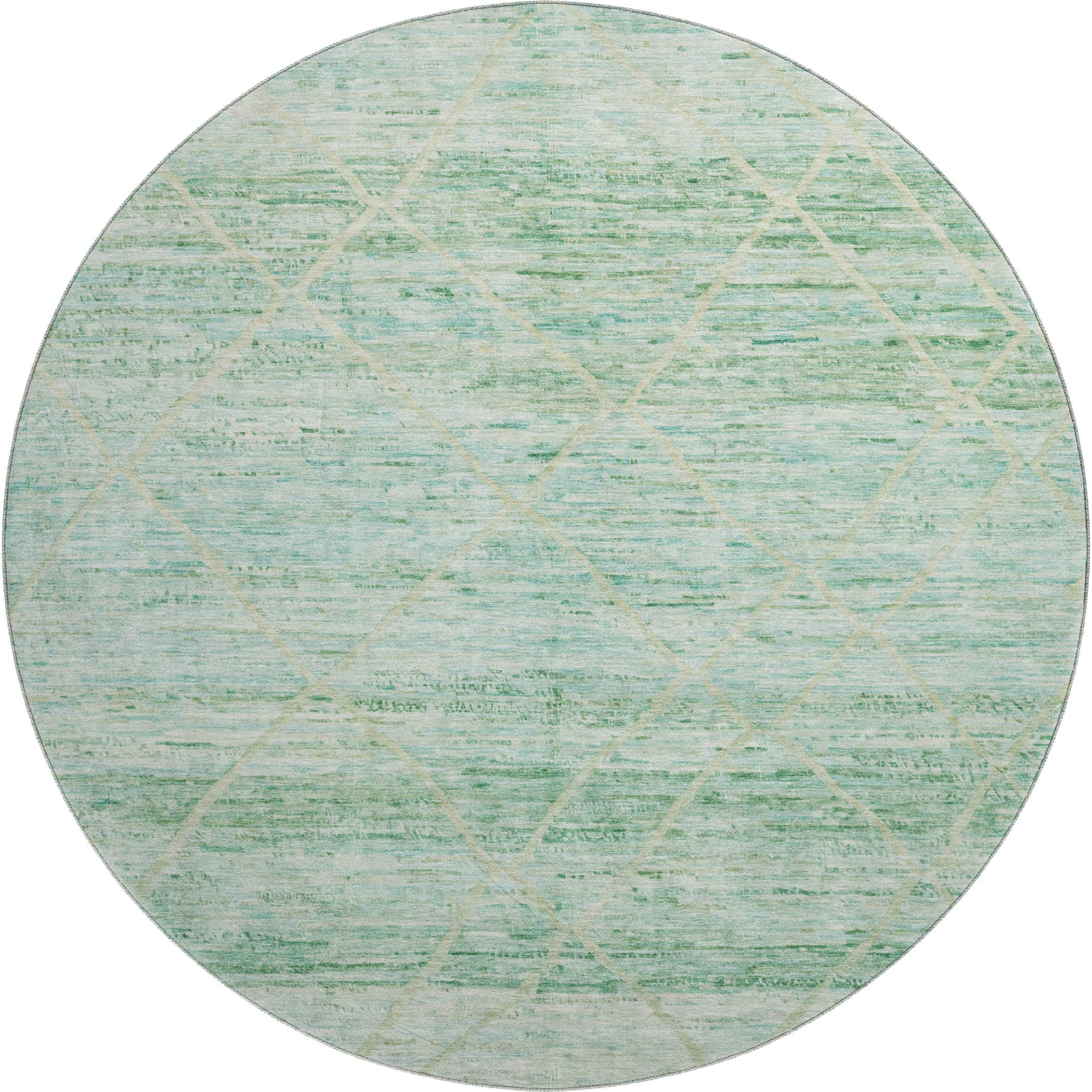 Nairobi Machine Washable Transitional Aloe Green Rug 8' x 8' #shape_Round