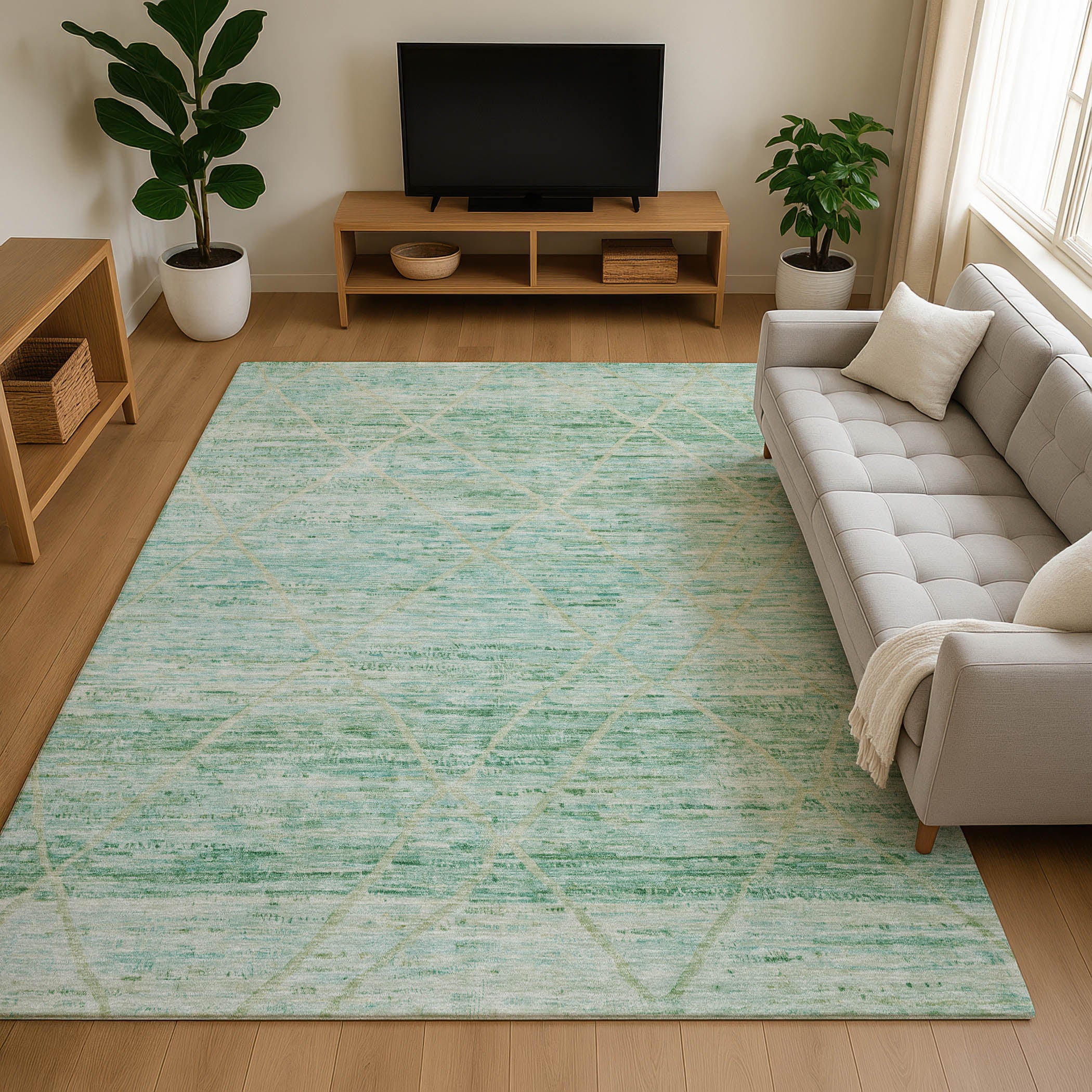 Nairobi Machine Washable Transitional Aloe Green Rug 2'6" x 3'10" #shape_Rectangle