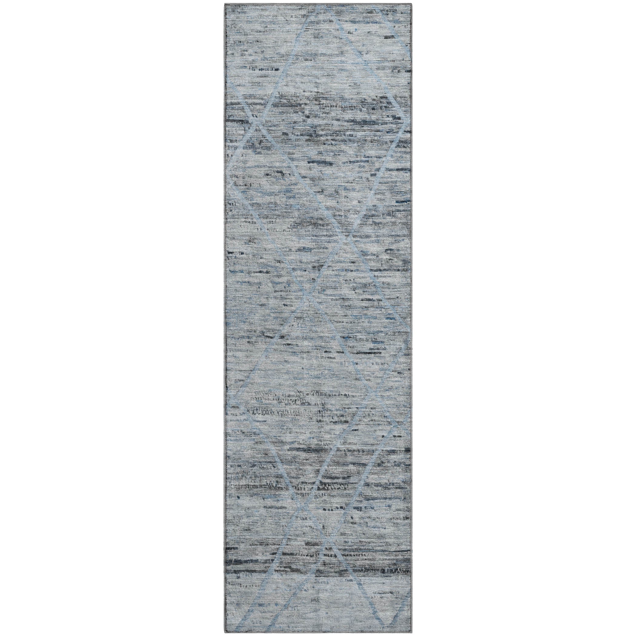 Nairobi Machine Washable Transitional Blue Rug 2'3" x 7'6" #shape_Runner