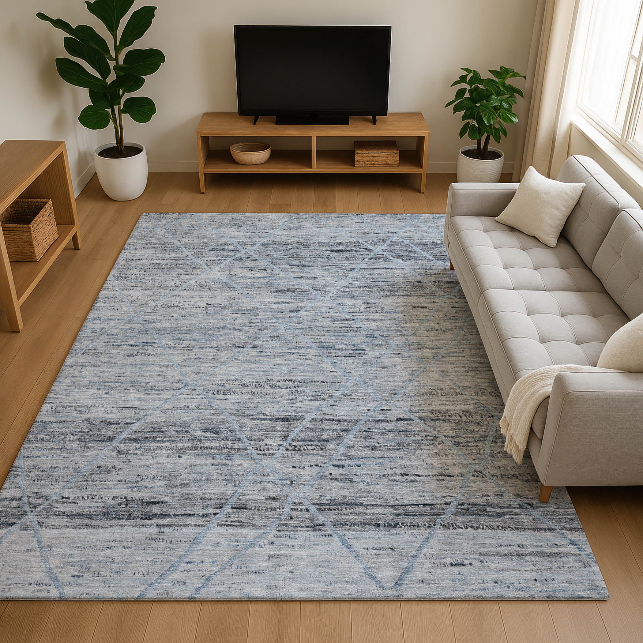 Nairobi Machine Washable Transitional Blue Rug 2'6" x 3'10" #shape_Rectangle