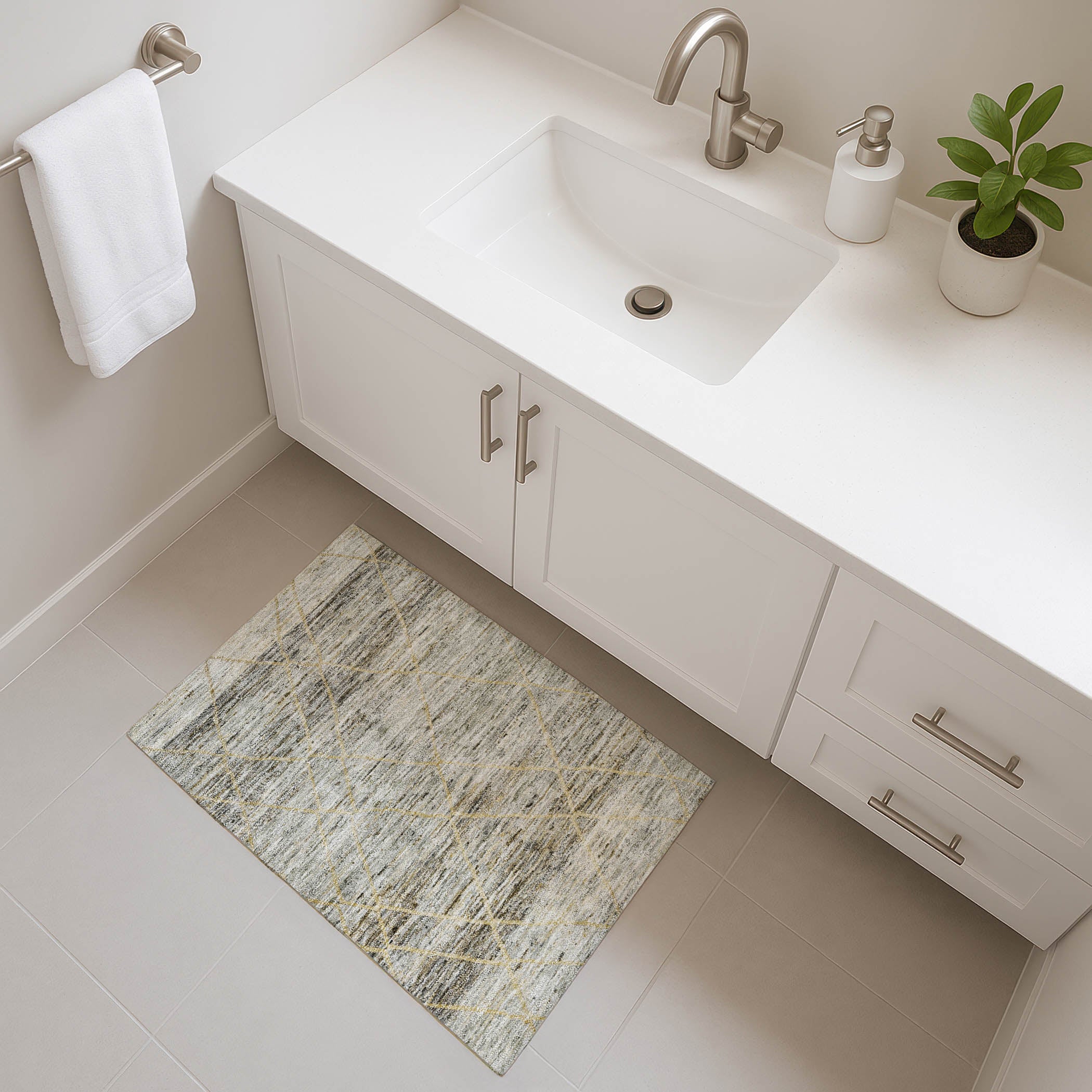 Nairobi Machine Washable Transitional Pewter Gray Rug 1'8" x 2'6" #shape_Rectangle