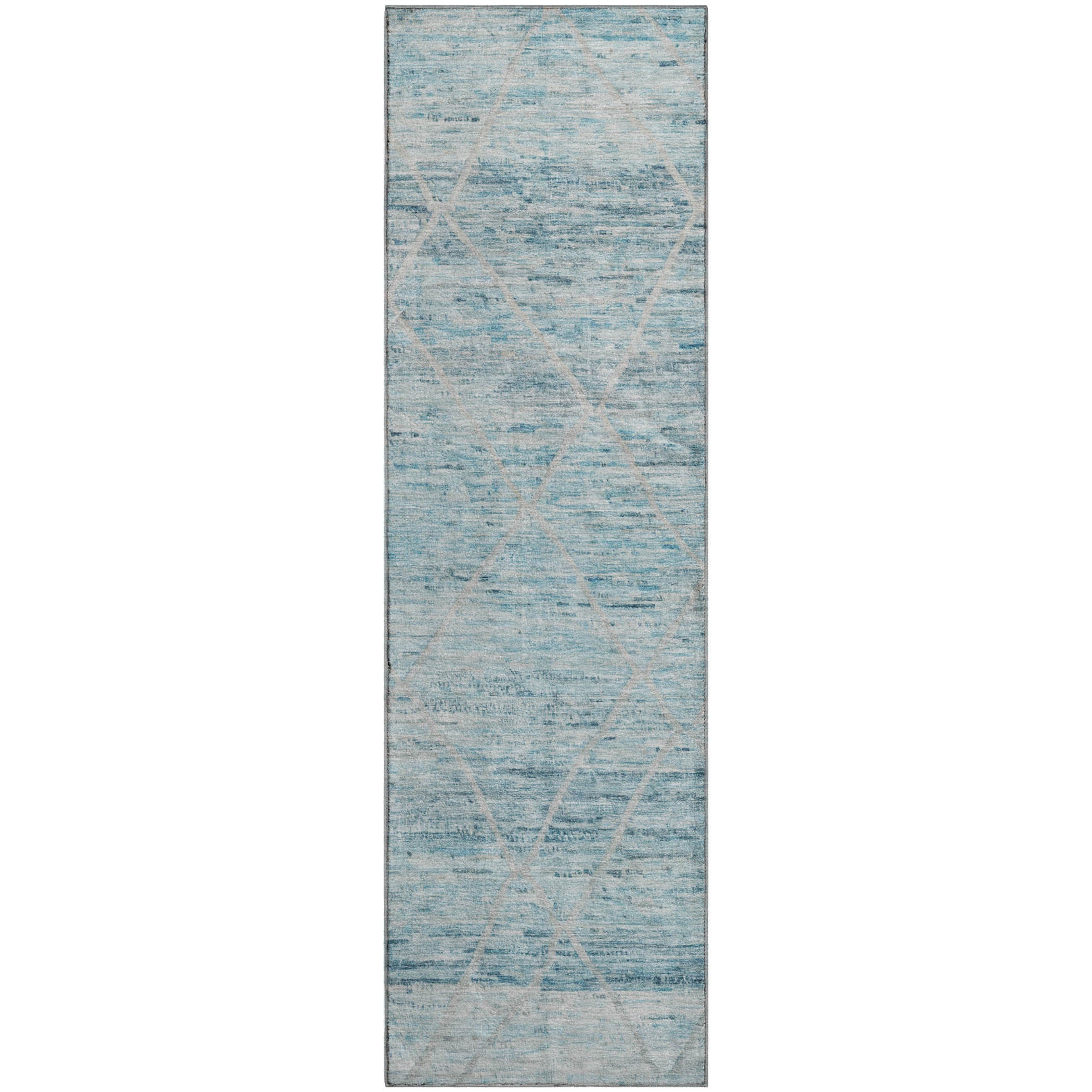 Nairobi Machine Washable Transitional Teal Rug 2'3" x 7'6" #shape_Runner