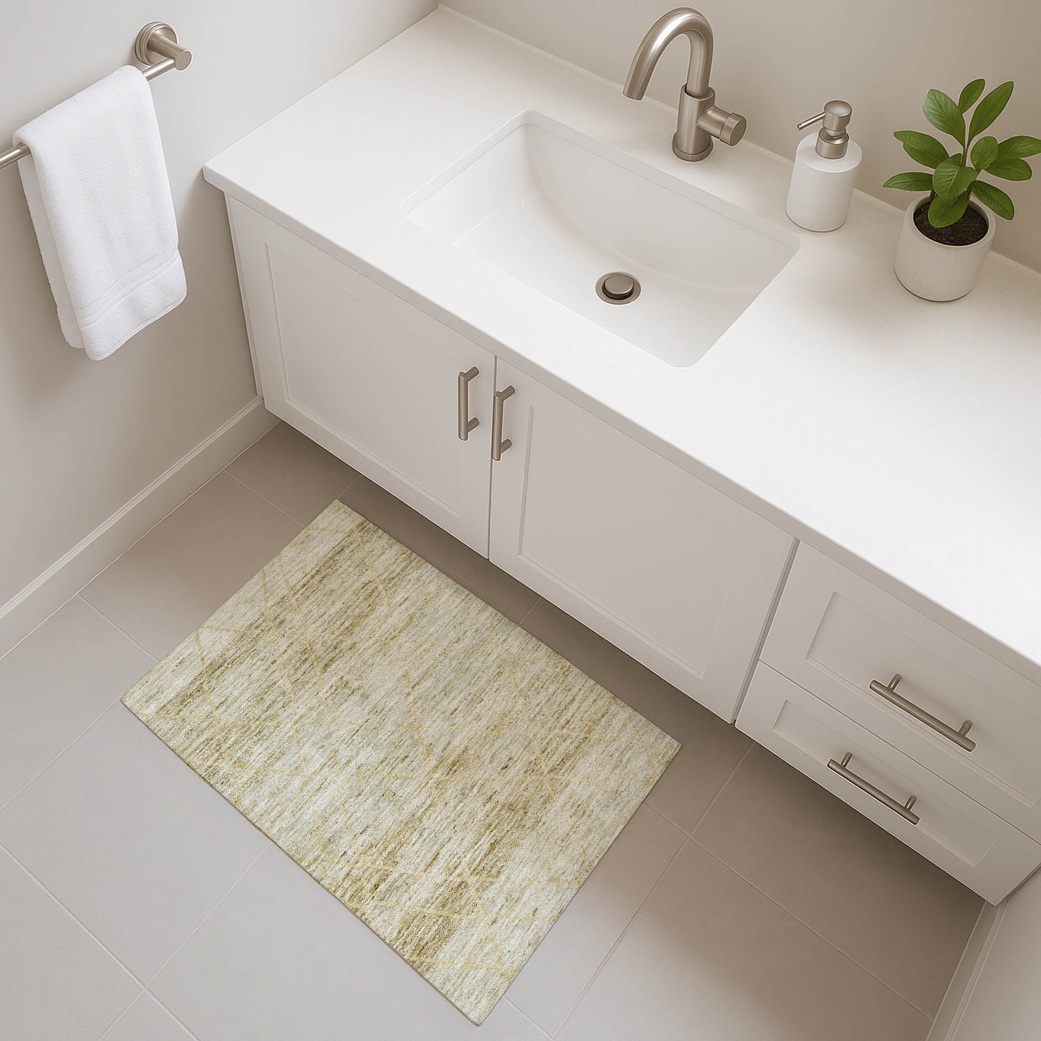 Nairobi Machine Washable Transitional Wheat Gold Rug 1'8" x 2'6" #shape_Rectangle