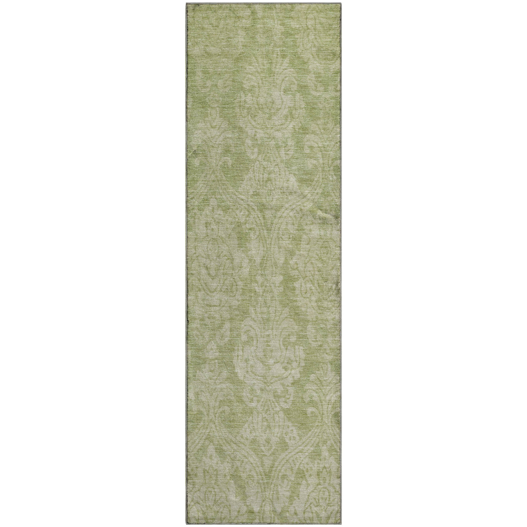 Split Machine Washable Transitional Aloe Green Rug 2'3" x 7'6" #shape_Runner